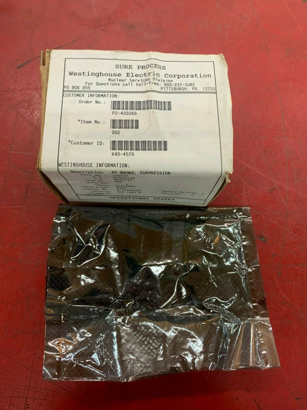 NEW IN BOX WESTINGOHUSE SUPRESSION CARD 178751