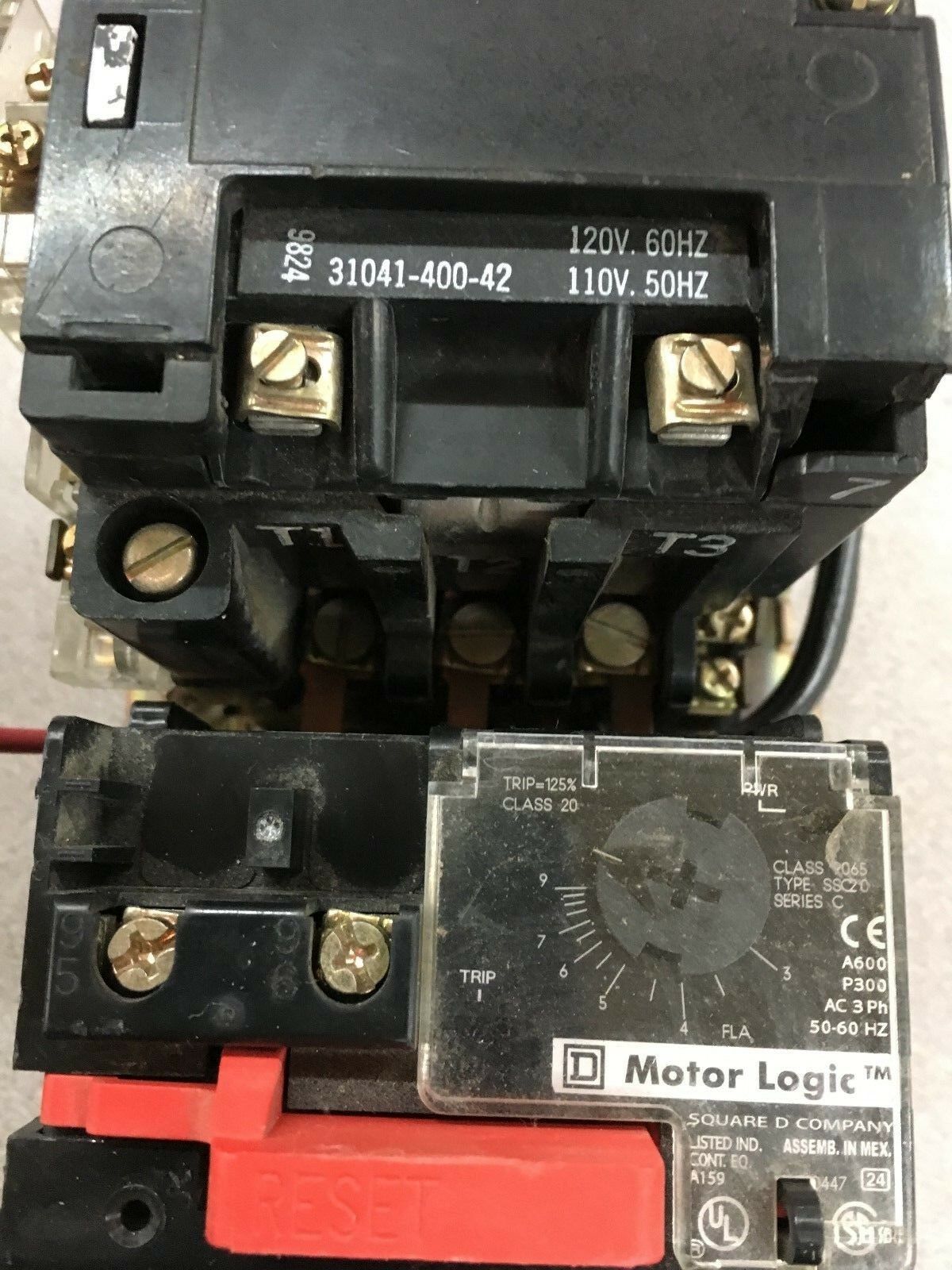 NEW SQUARE D SIZE 1 CONTACTOR 8736 SC07 FORM H200S WITH 9065 SSC20 MOTORLOGIC