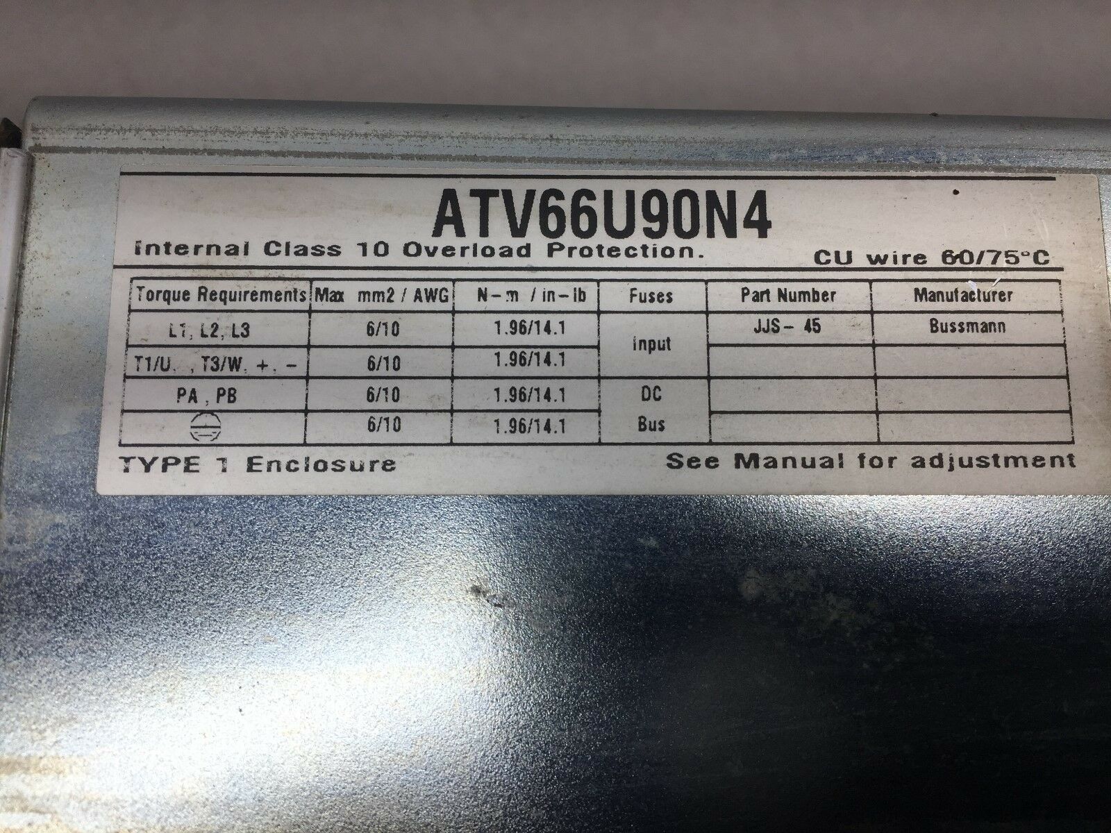 USED TELEMECANIQUE 7.5HP 3PH AC DRIVE ATV66U90N4
