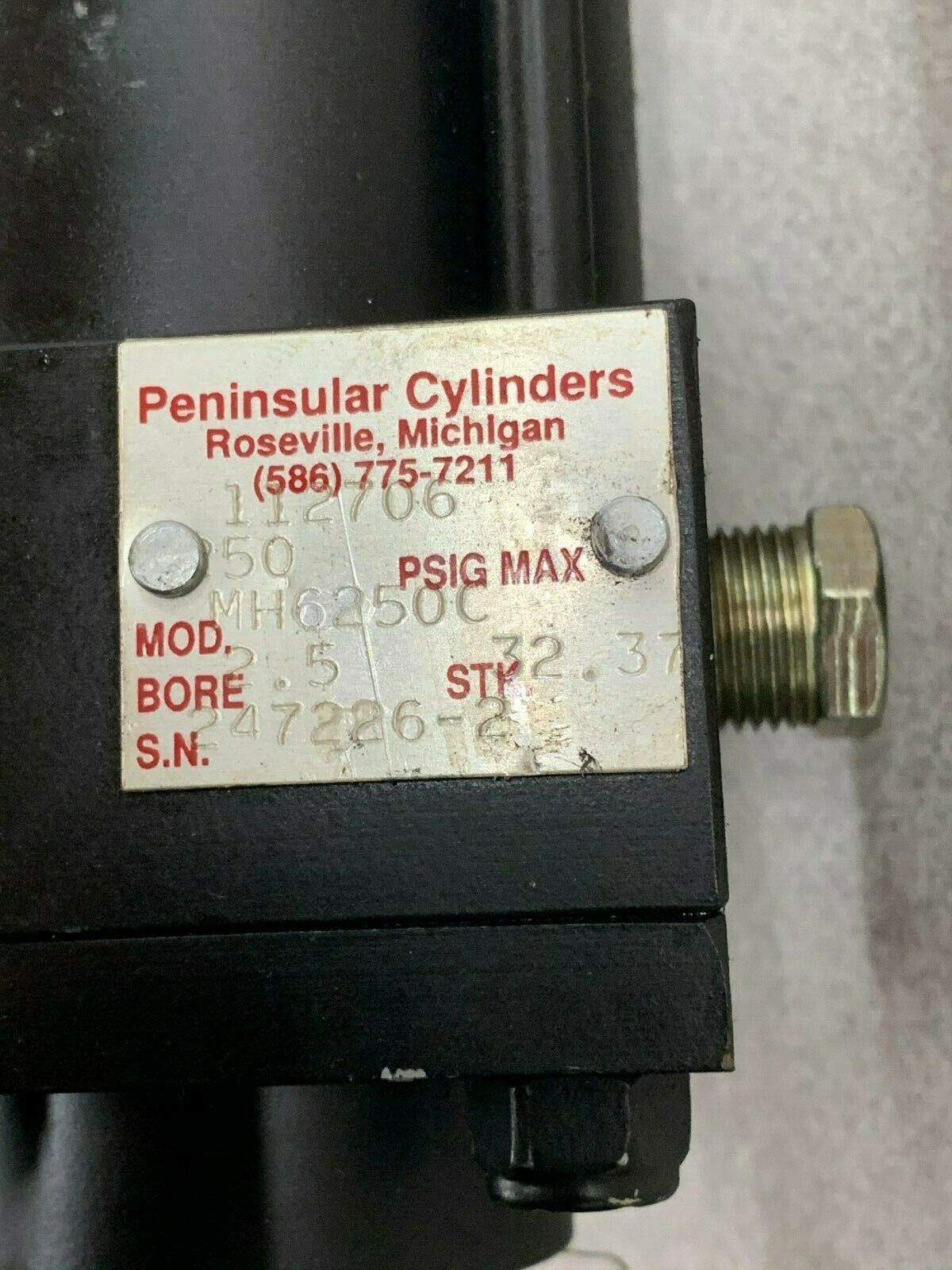 NEW NO BOX PENINSULAR CYLINDER 32.5" BORE 32.37" STROKE MH6250C