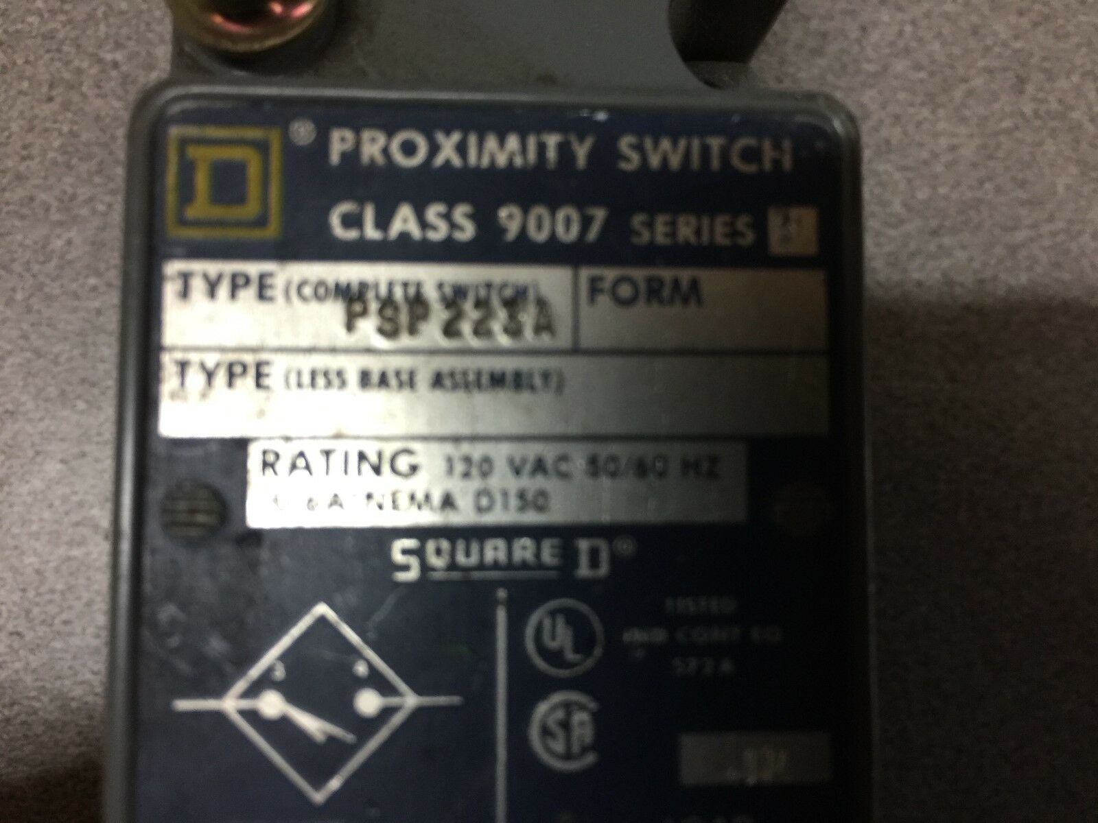 USED SQUARE D PROXIMITY SWITCH 9007 PSP223A