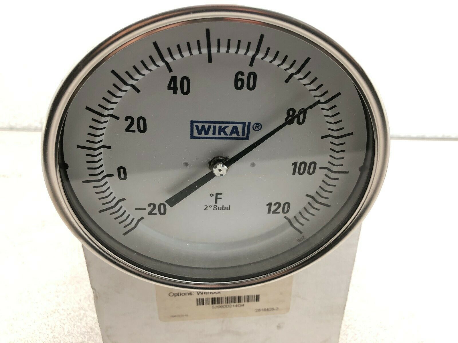 NEW IN BOX WIKAI TI.52 6.0"-20/120 F 1/2 NPT GLASS LENS BIMETAL THERMOMETER 5206