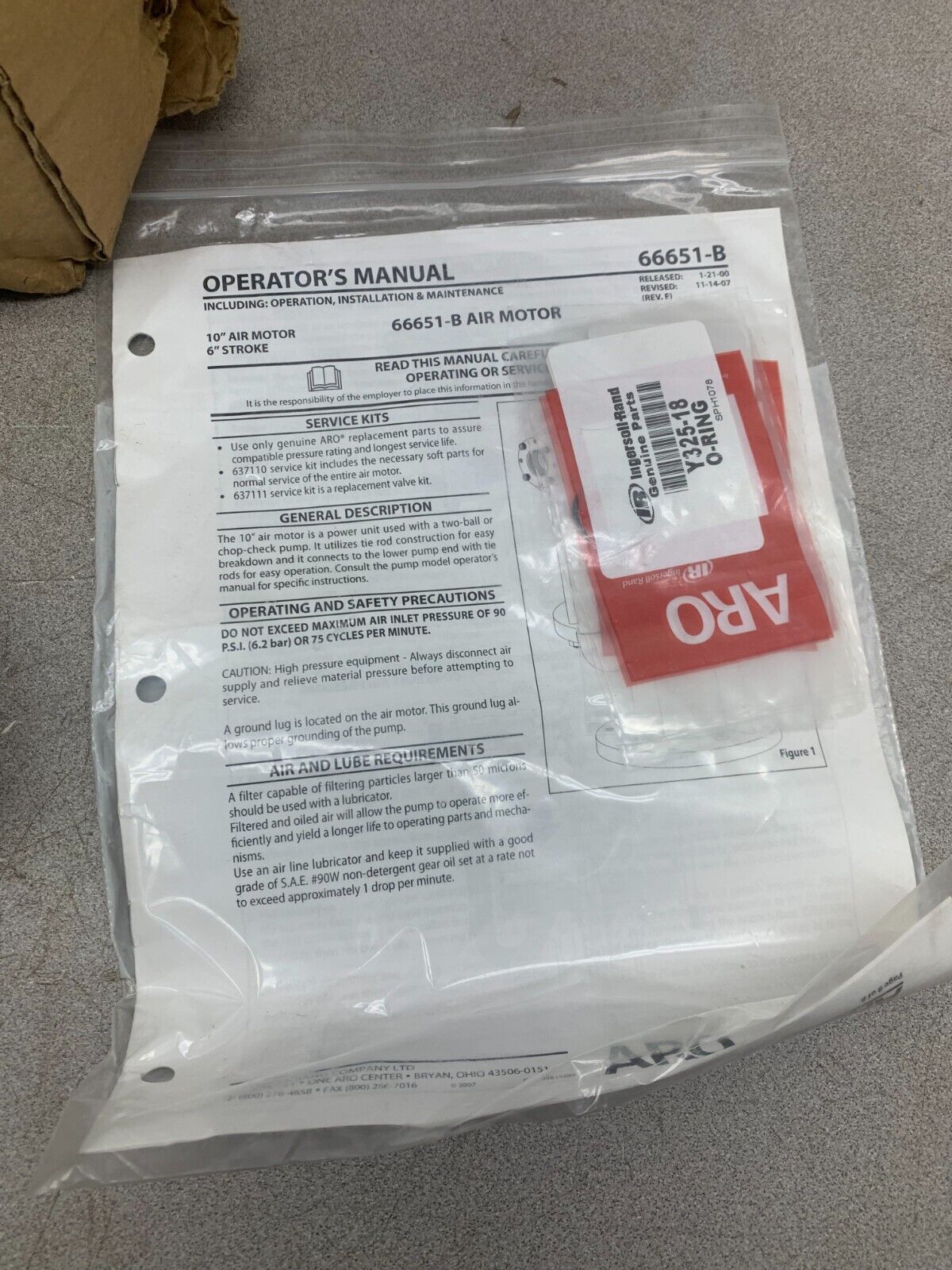 NEW IN BOX INGERSOLL RAND ARO 10" AIR MOTOR 6" STROKE 66651-B