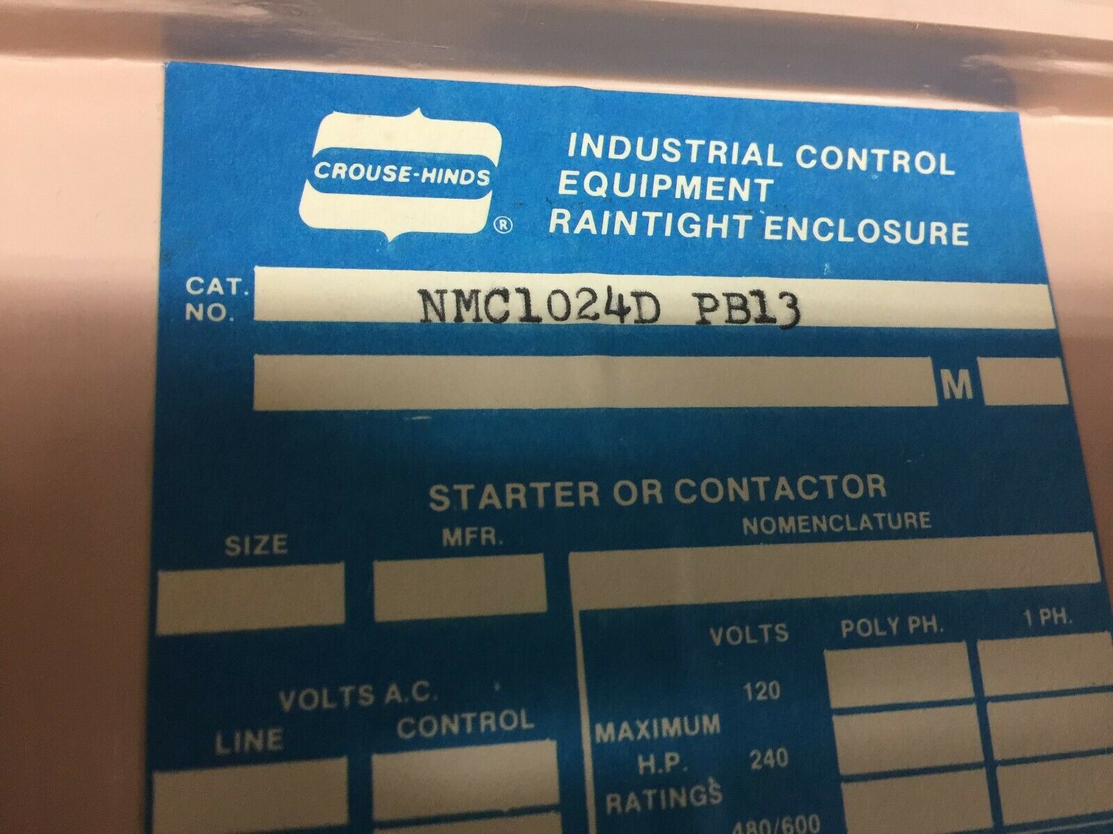 NEW NO BOX CUTLER HAMMER SIZE 1 3 POLE FUSED MOTOR STARTER NMC1024D