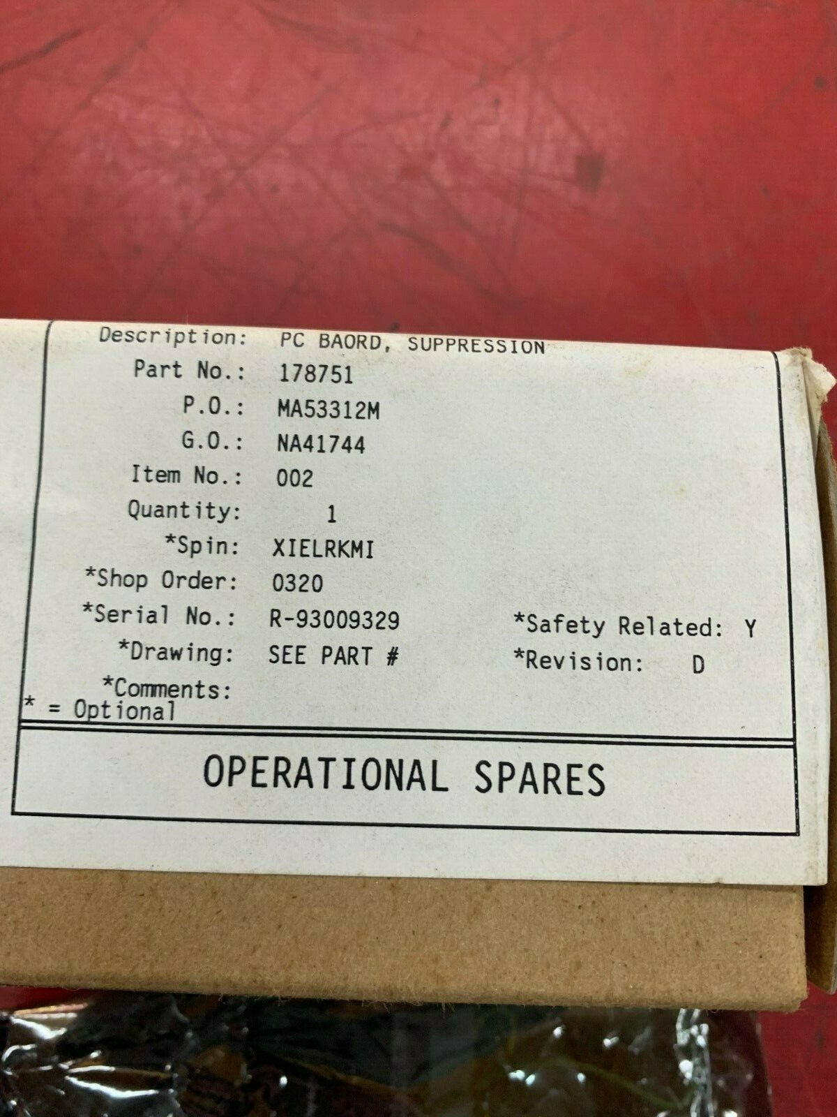 NEW IN BOX WESTINGOHUSE SUPRESSION CARD 178751