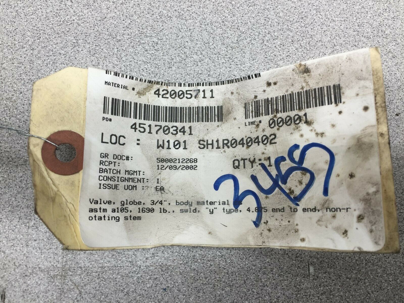 NEW NO BOX VELAN 3/4" GLOBE VALVE ASTM A105