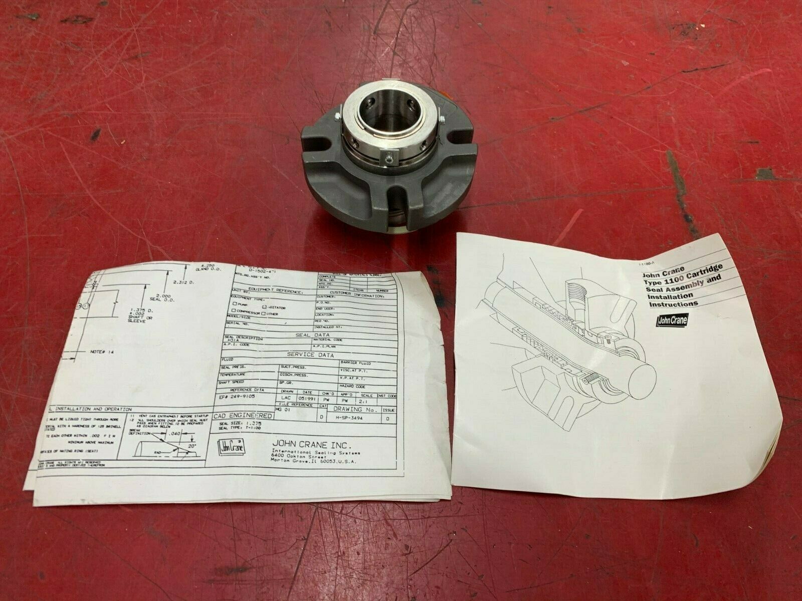 NEW NO BOX JOHN CRANE CARTRIDGE SEAL ASSEMBLY A16201 DRAWING H-SP-3494