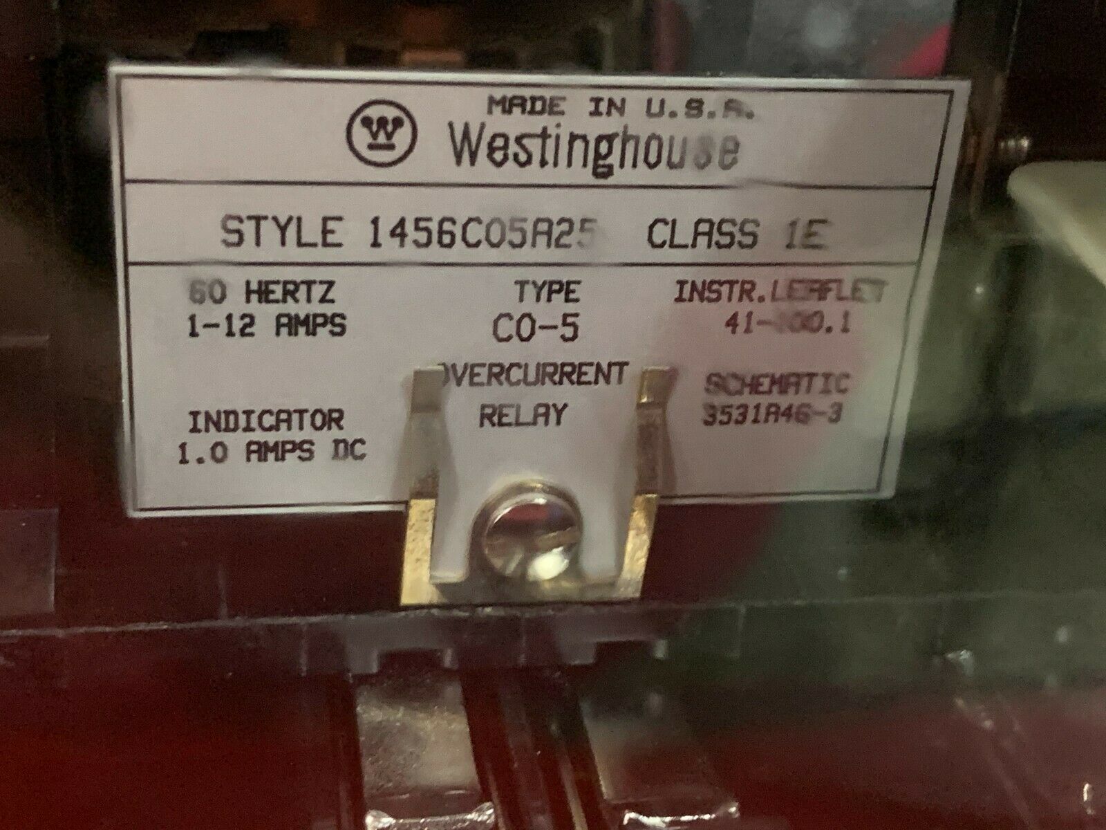 NEW IN BOX WESTINGHOUSE TYPE CO-5 OVERCURRENT RELAY 1456C05A25 CLASS 1E