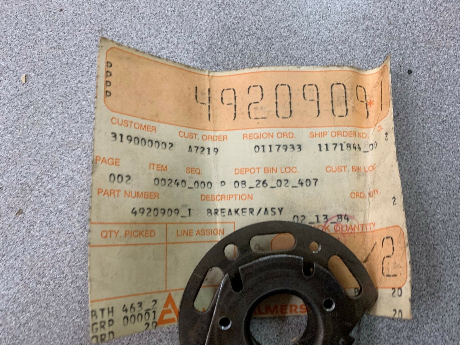 NEW NO BOX ALLIS-CHALMERS BREAKER ASSY. 4920909