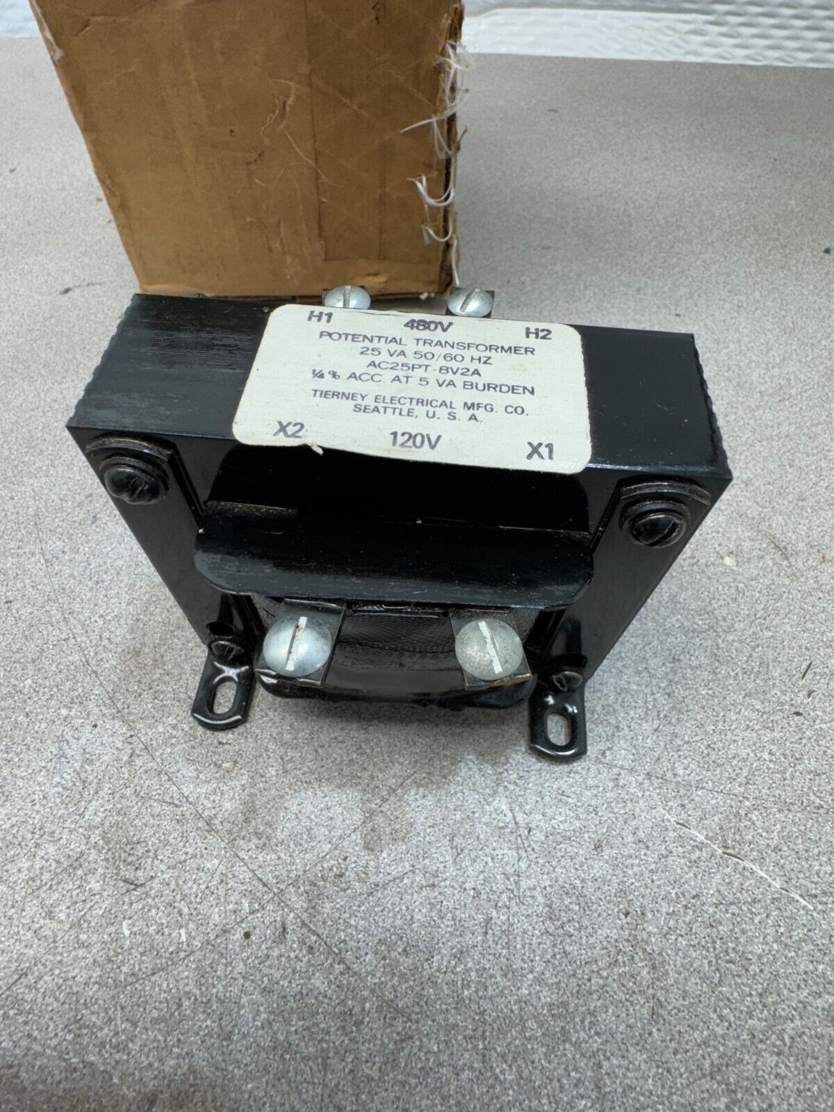 NEW IN BOX TIERNEY ELECTRICAL 25VA. POTENTIAL TRANSFROMER AC25PT-8V2A