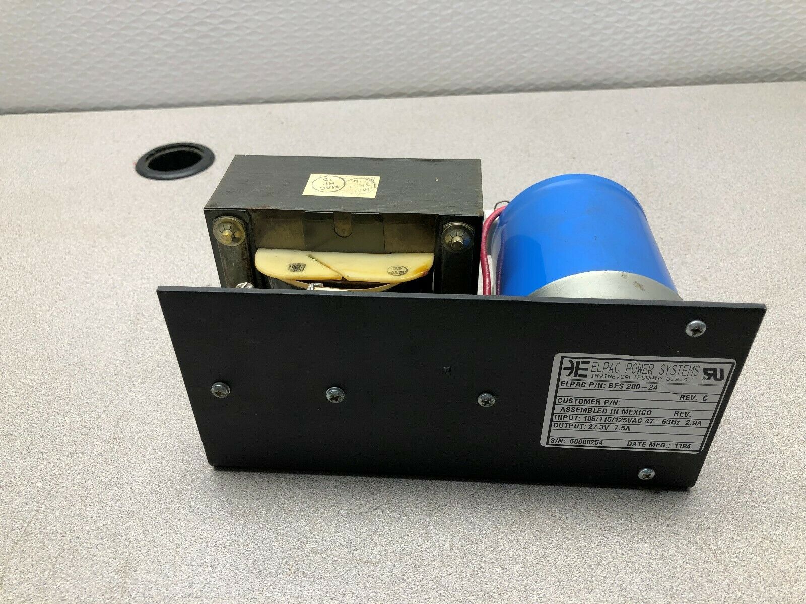NEW NO BOX ELPAC 120 VAC INPUT 27.3 VDC 7.5 AMP OUTPUT POWER SUPPLY BFS 200-24