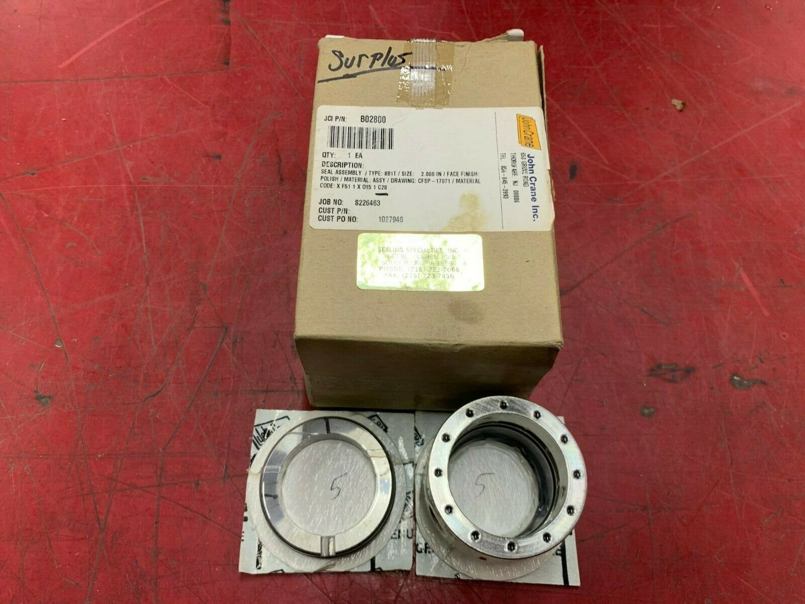NEW IN BOX JOHN CRANE CFSP-17071 SEAL ASSEMBLY B02800 TYPER 8B1T