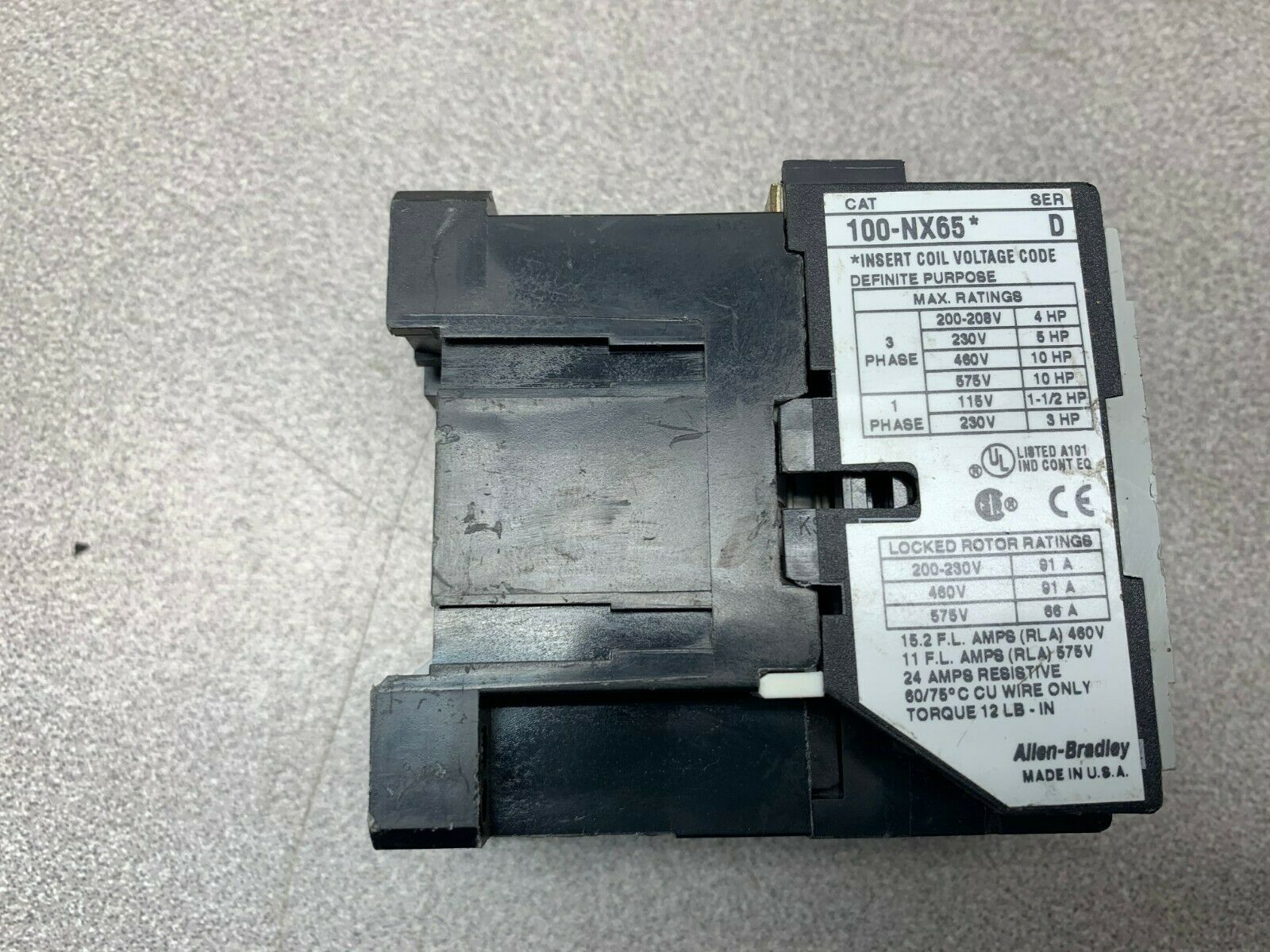 NEW NO BOX ALLEN BRADLEY CONTACTOR 100-NX65 SERIES D