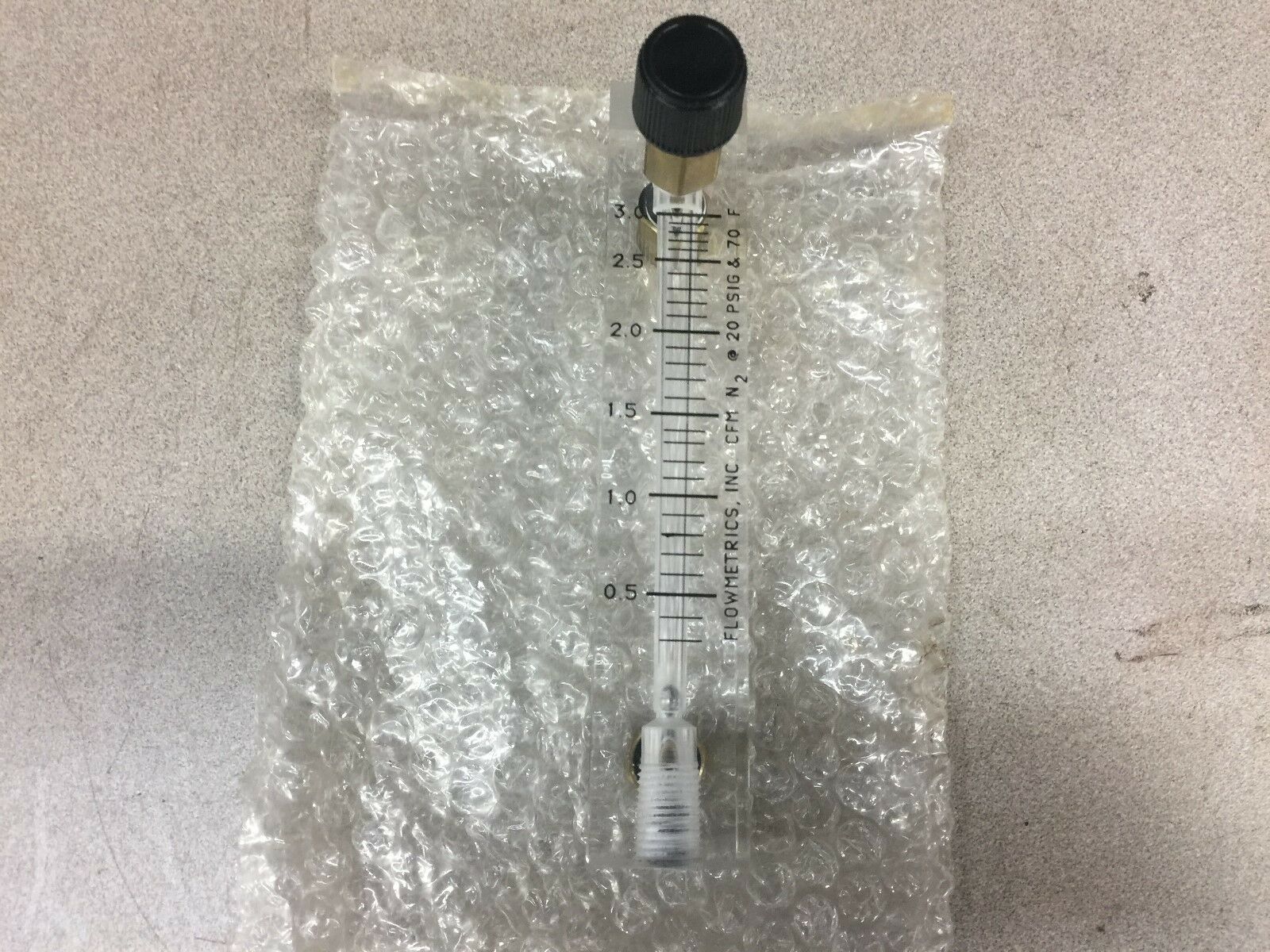 NEW NO BOX FLOWMETRICS ADJUSTABLE ACRYLIC FLOW METER 0-3.0CFM