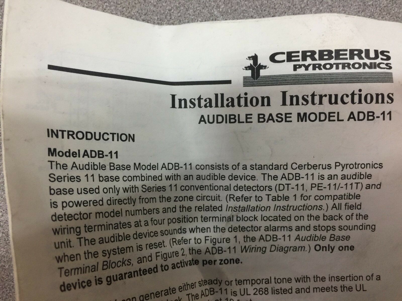 NEW NO BOX SIEMENS AUDIBLE BASE FOR SERIES 11 SMOKE DETECTOR ADB-11