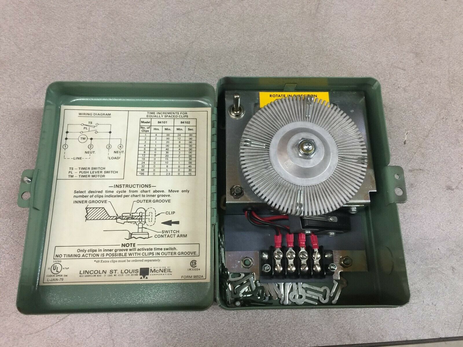 NEW NO BOX LINCOLN 115VAC 15 AMP 24MIN-15SEC TIMING CONTROL 84102