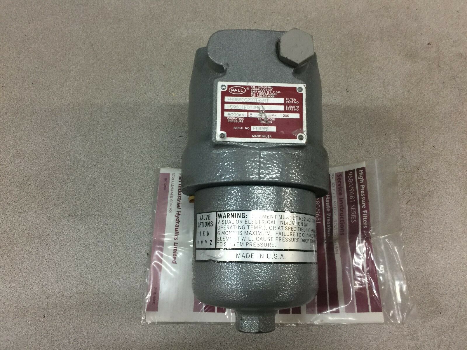 NEW NO BOX PALL HIGH PRESSURE FILTER HH9681C20DTRWBT