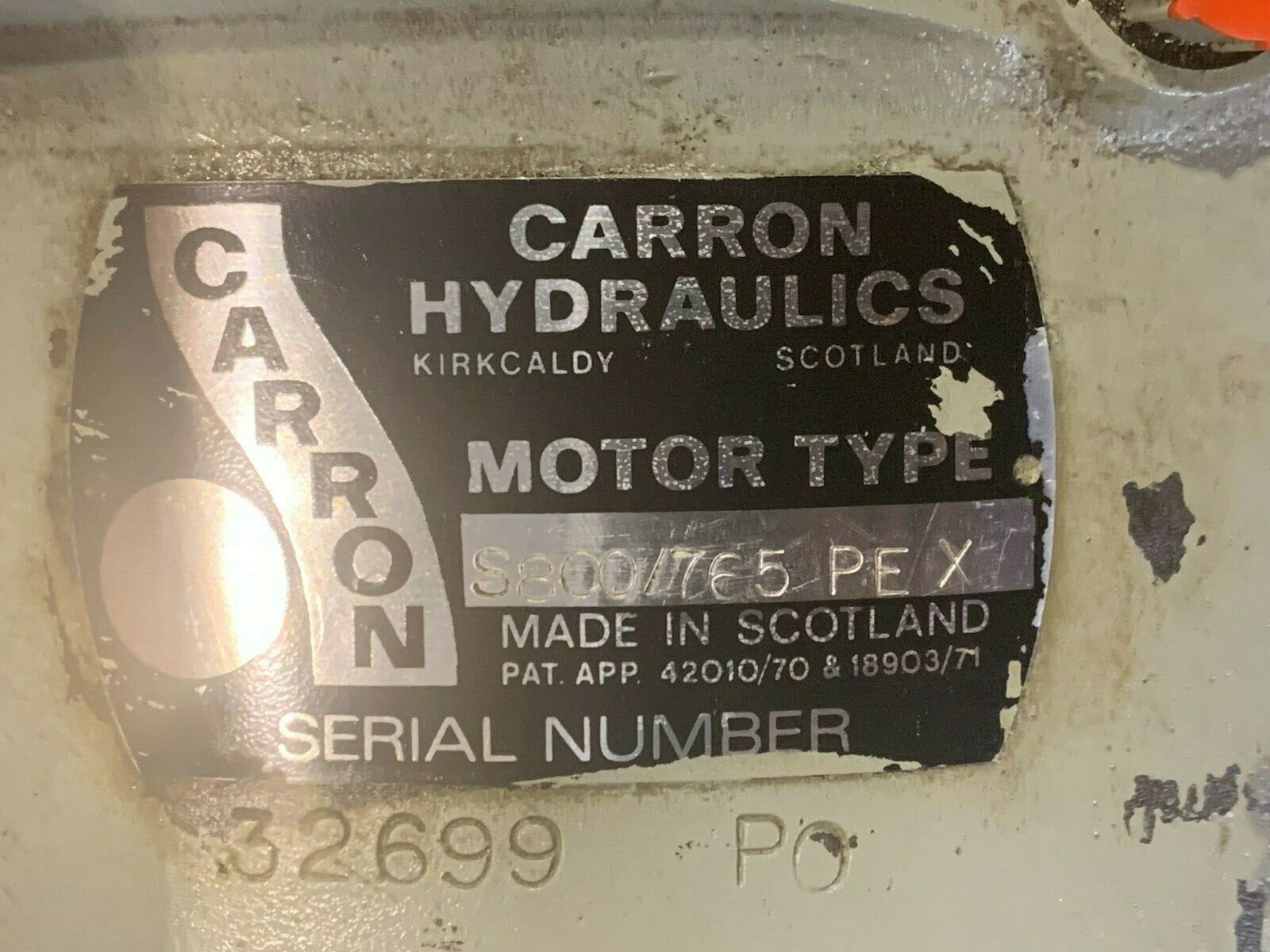NEW NO BOX CARRON S800 765PEX HYDRAULIC MOTOR S800/765 PEX
