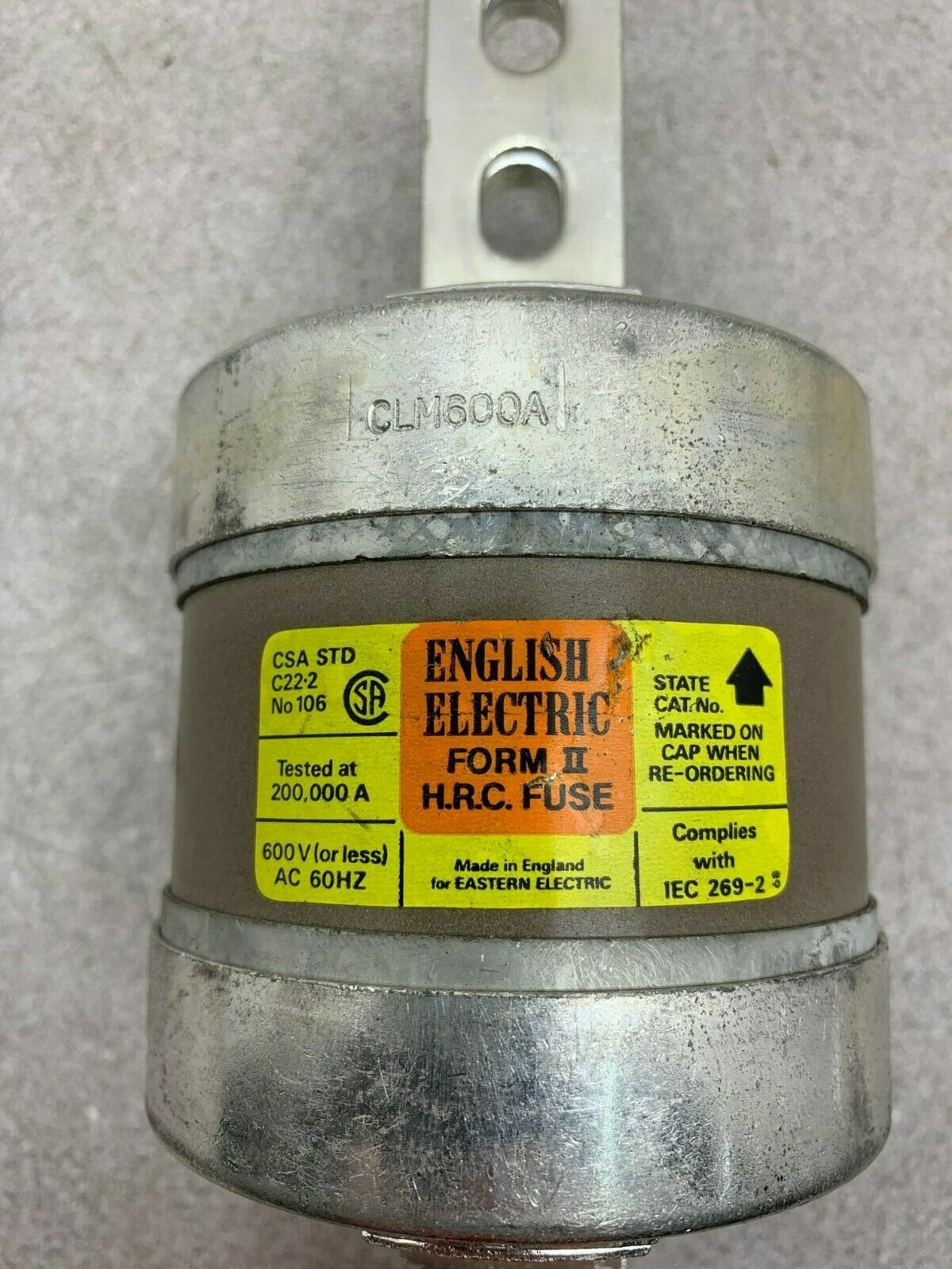 NEW NO BOX ENGLISH ELECTRIC FUSE CLM600A