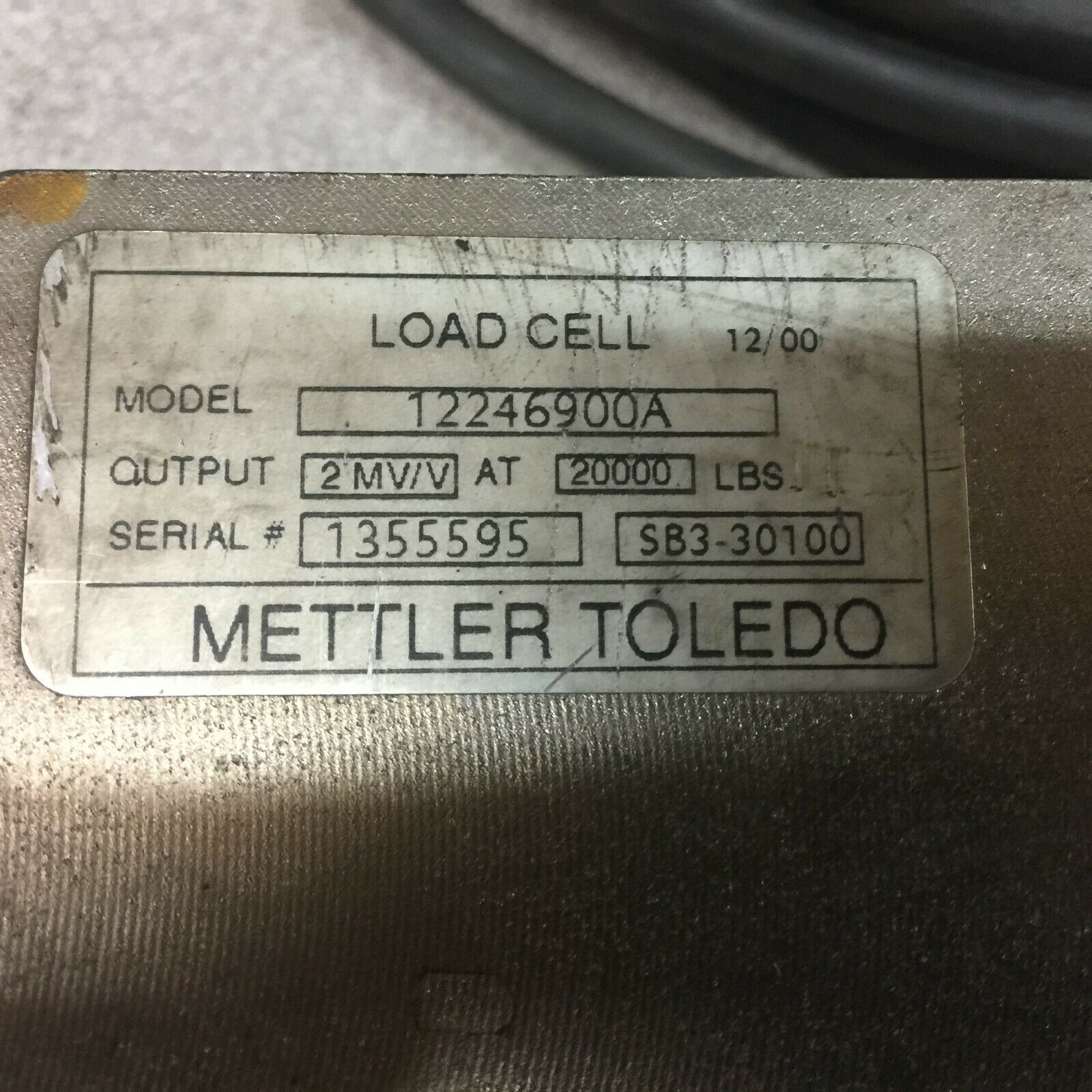 NEW NO BOX METTLER TOLEDO 20000 LBS LOAD CELL 12246900A