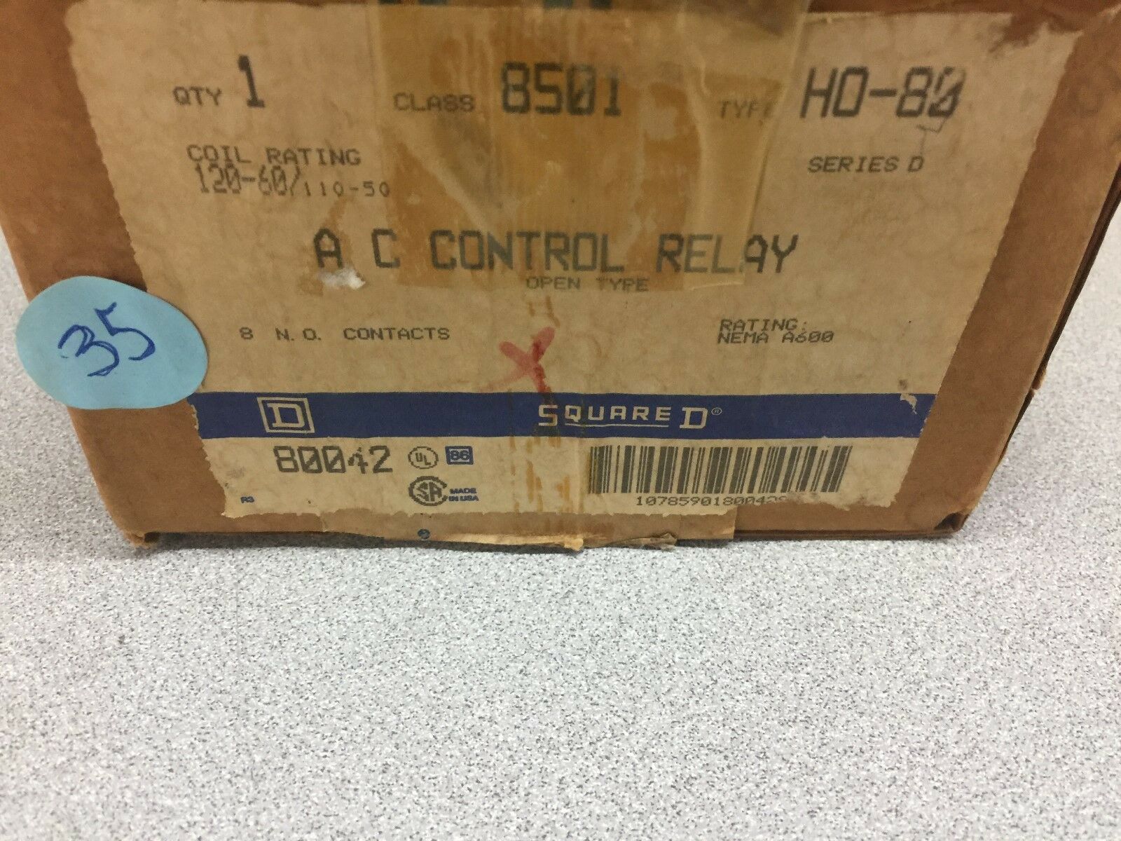 NEW IN BOX SQUARE D CONTROL RELAY CLASS 8501 HO-80