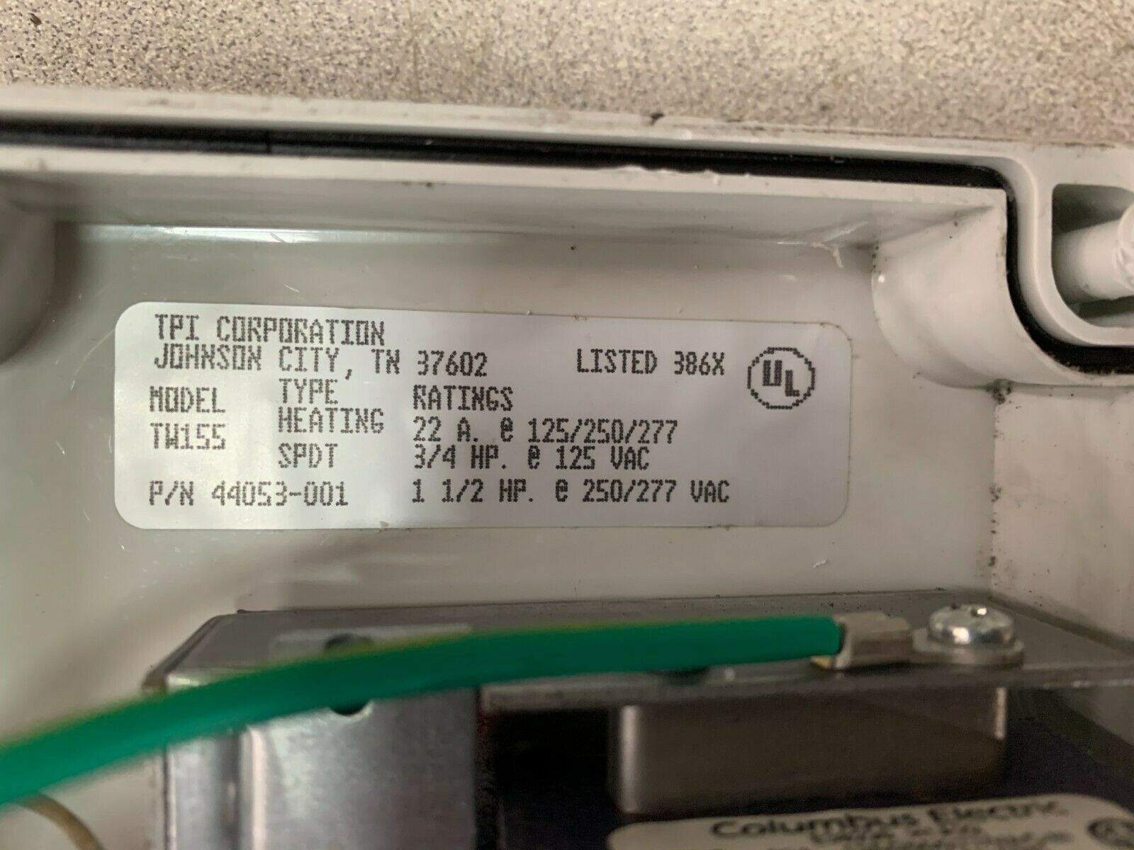 NEW NO BOX TPI CORP THERMOSTAT TW155