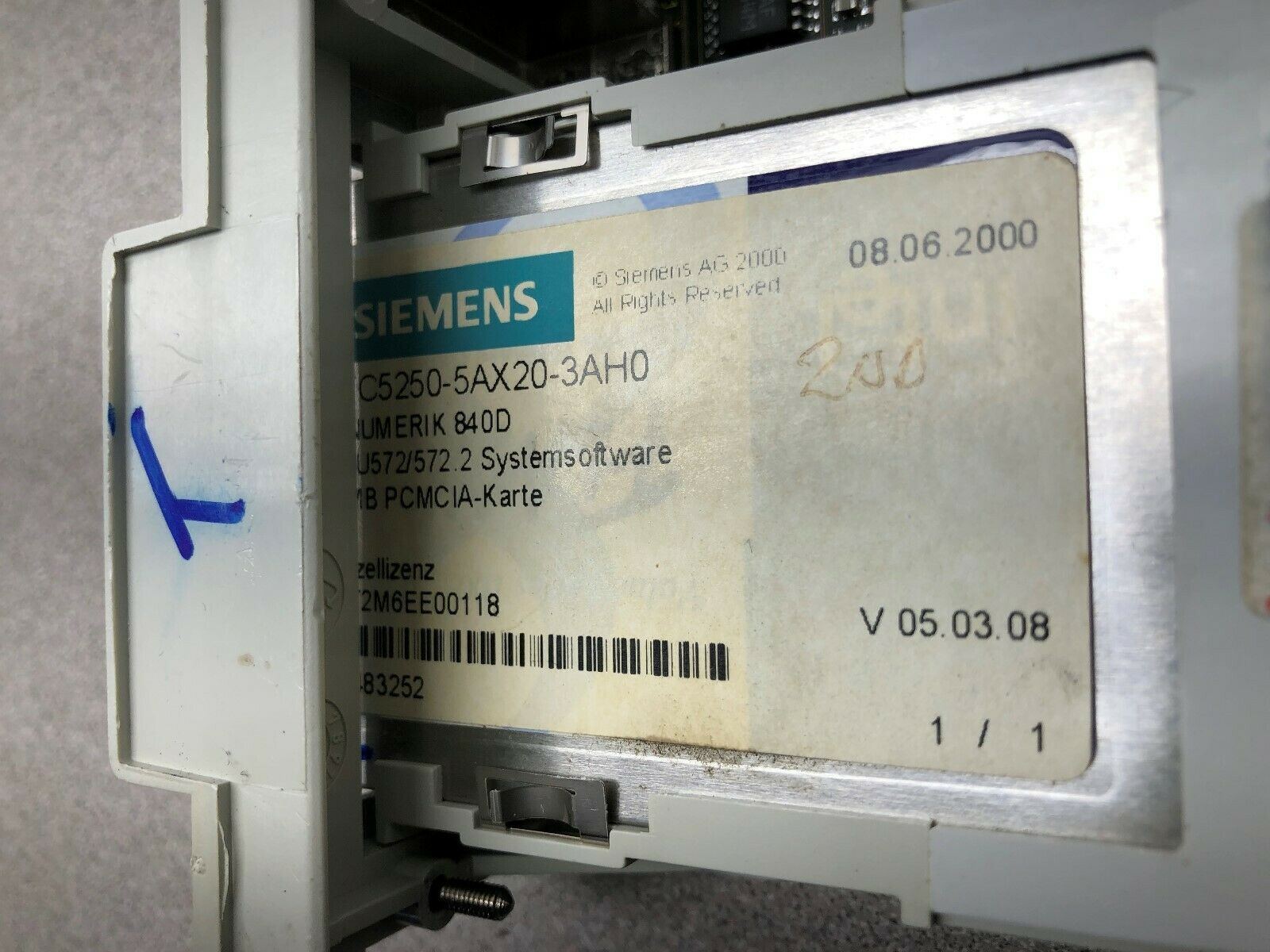 USED SIEMENS SINUMERIK PROCESSOR MODULE WITH MEMORY CARD 6FC5357-0BB21-0AE0 / 6