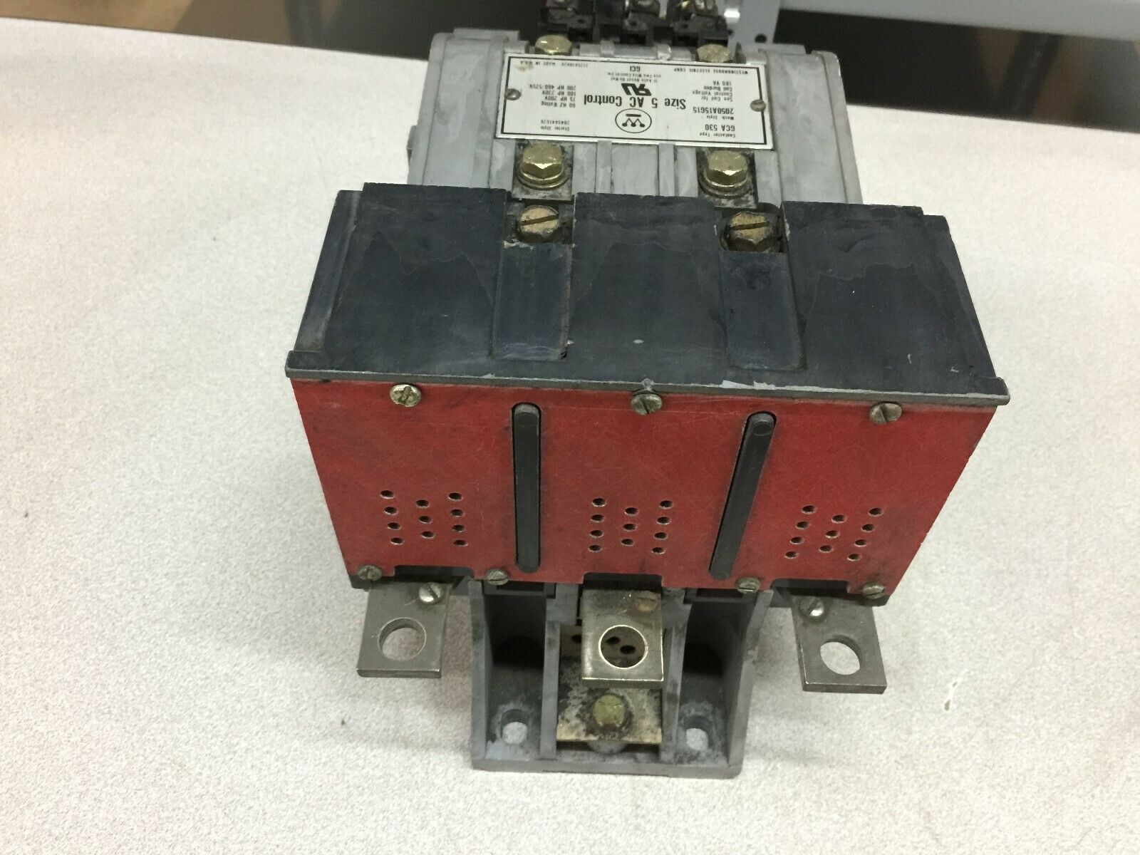 USED WESTINGHOUSE SIZE 5 3 POLE 600 VAC 120VAC COIL 200 HP STARTER 2050A15G15