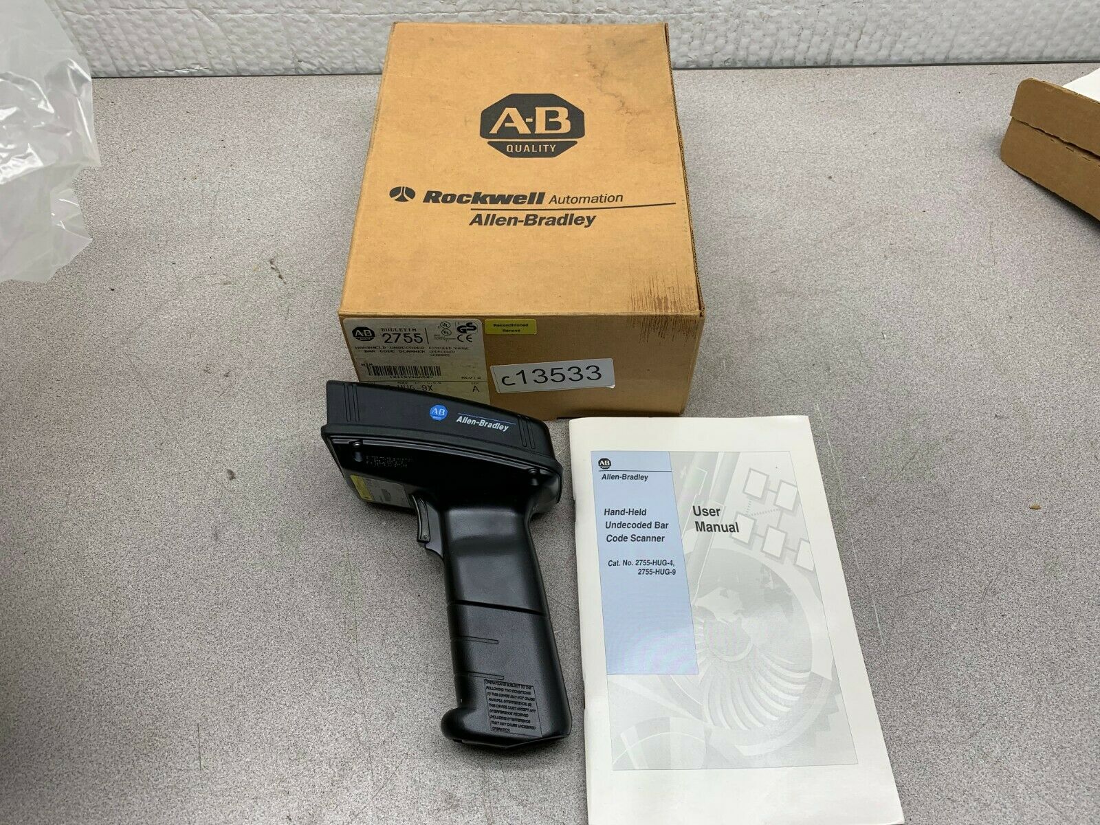 REMAN ALLEN-BRADLEY HANDHELD UNDECODED BAR CODE SCANNER 2755-HUG-9X SERIES A