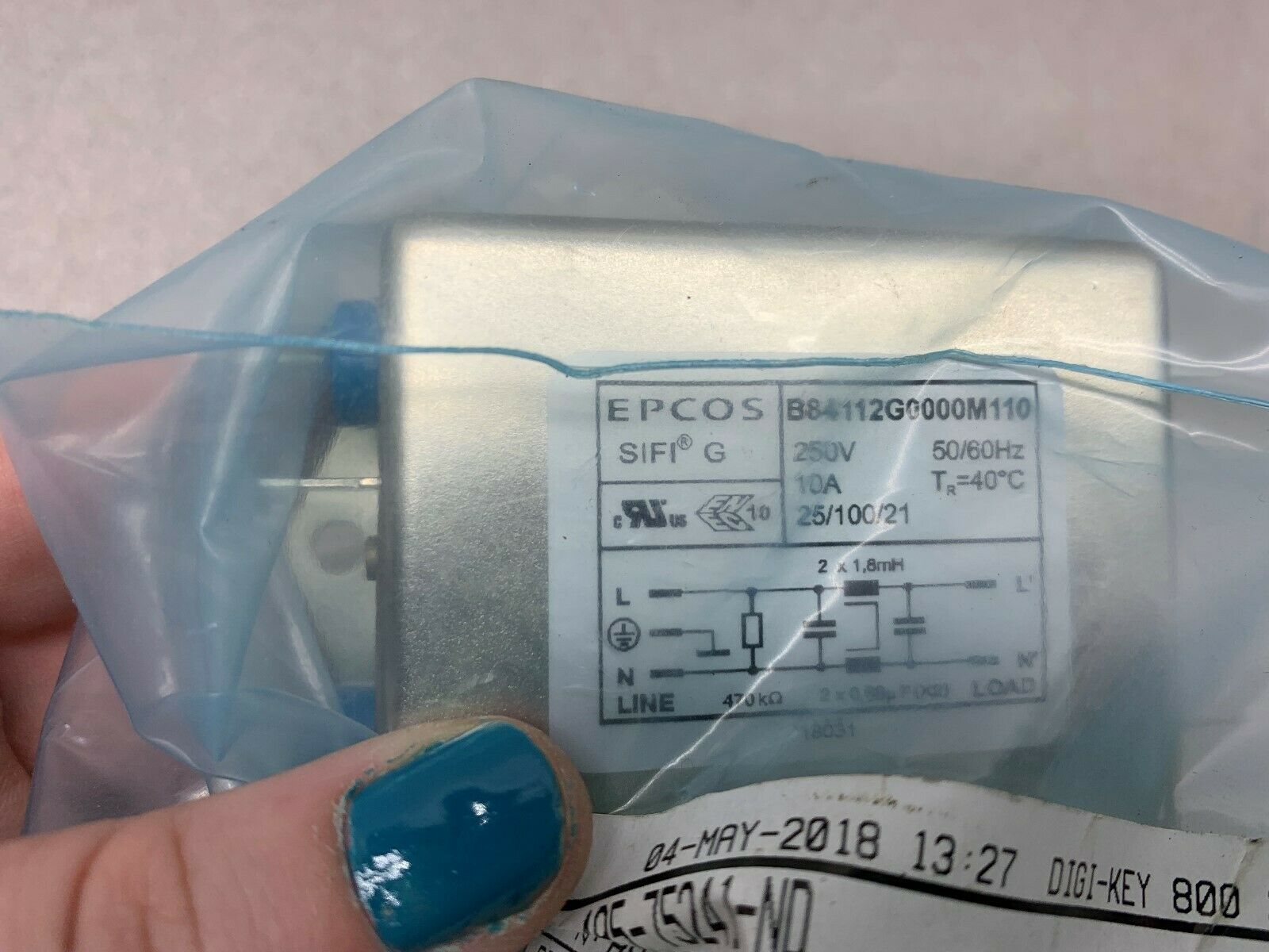 NEW NO BOX EPCOS LINE FILTER 495-75241-ND