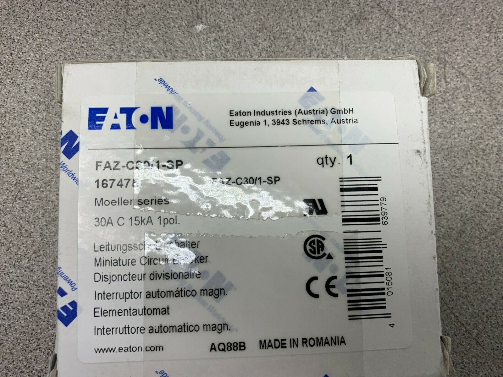 NEW IN BOX EATON BREAKER FAZ-30/1-SP