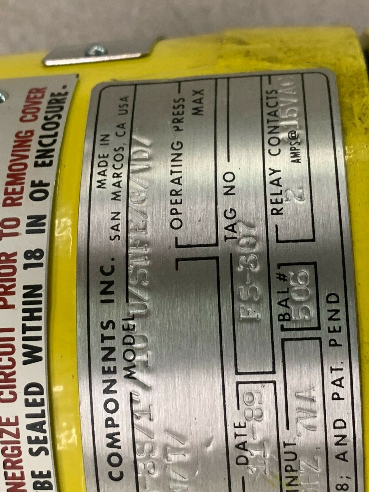 NEW FCI FLUID COMPONENTS 29/30 MODEL 12-64-3S/1"/10"U/STFE/G/VD/5181-W/T/