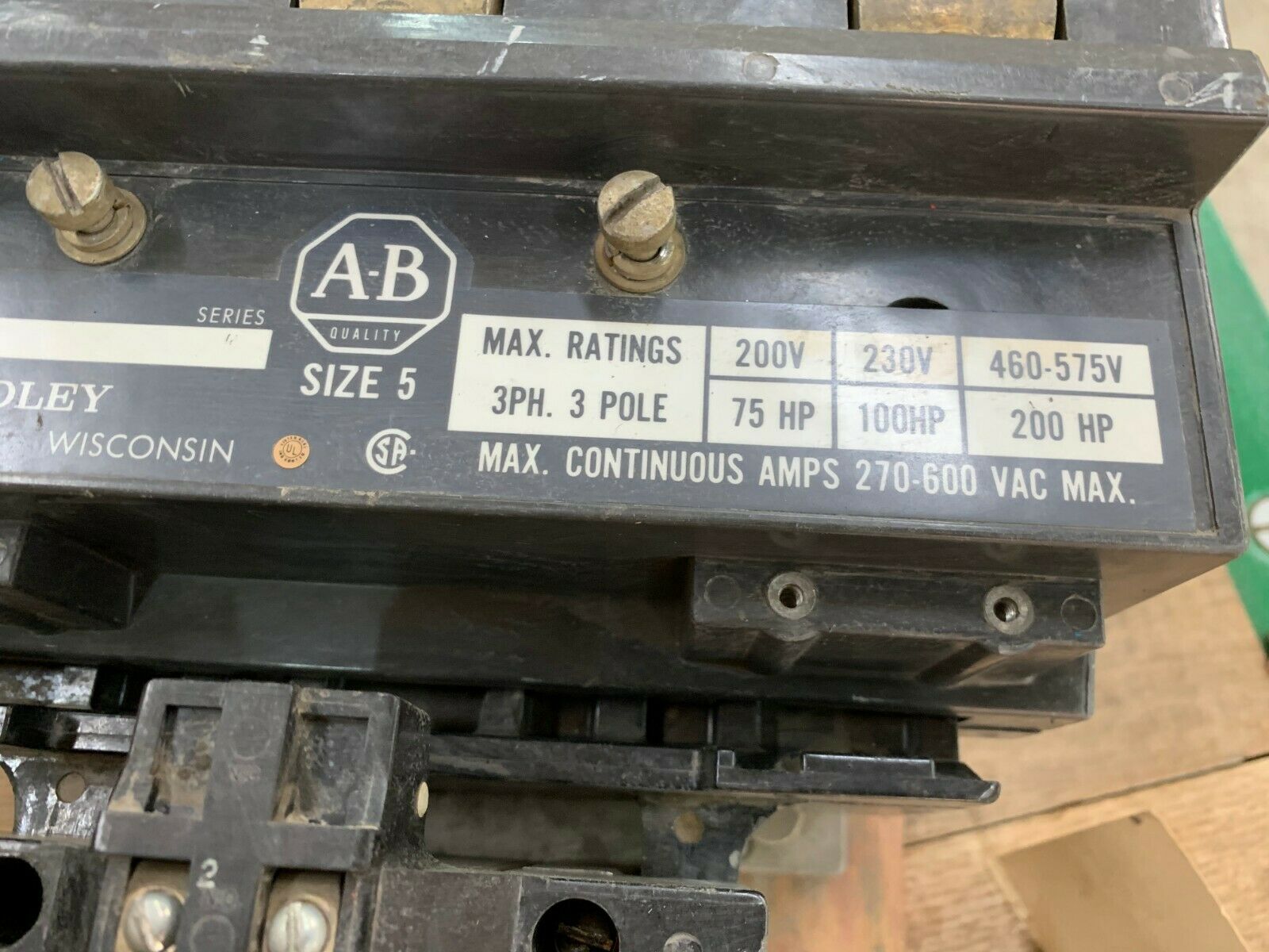 USED ALLEN-BRADLEY 702-F0B93 SIZE 5 STARTER 440/480V. COIL 702-FOB93