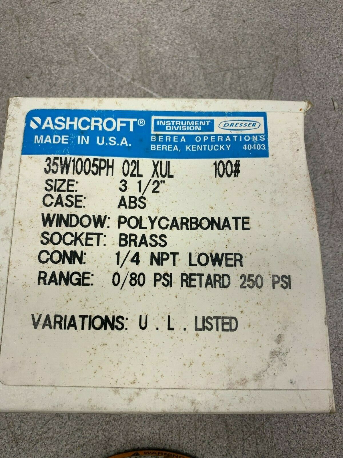 LOT OF 2 USED ASHCROFT PRESSURE GAUGE 35W1005PH 02L XUL