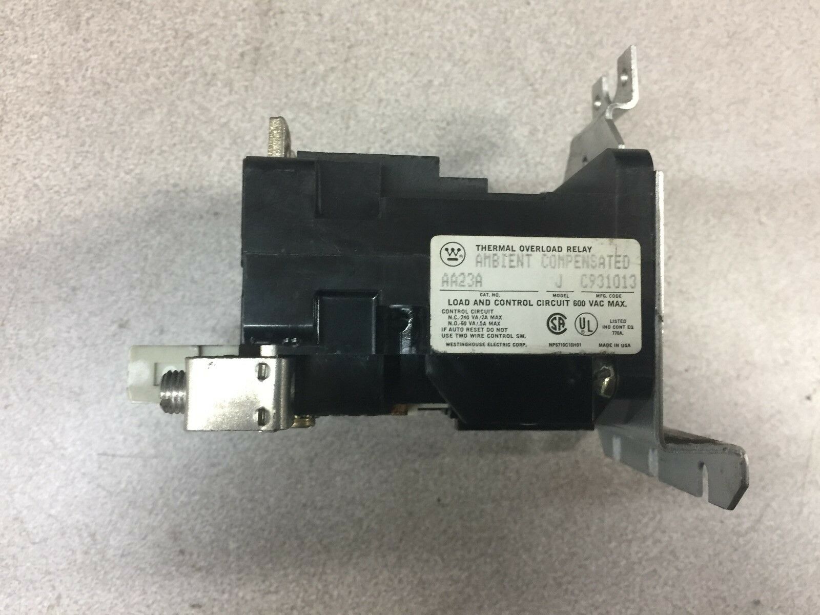 NEW NO BOX WESTINGHOUSE THERMAL OVERLOAD RELAY AA23A