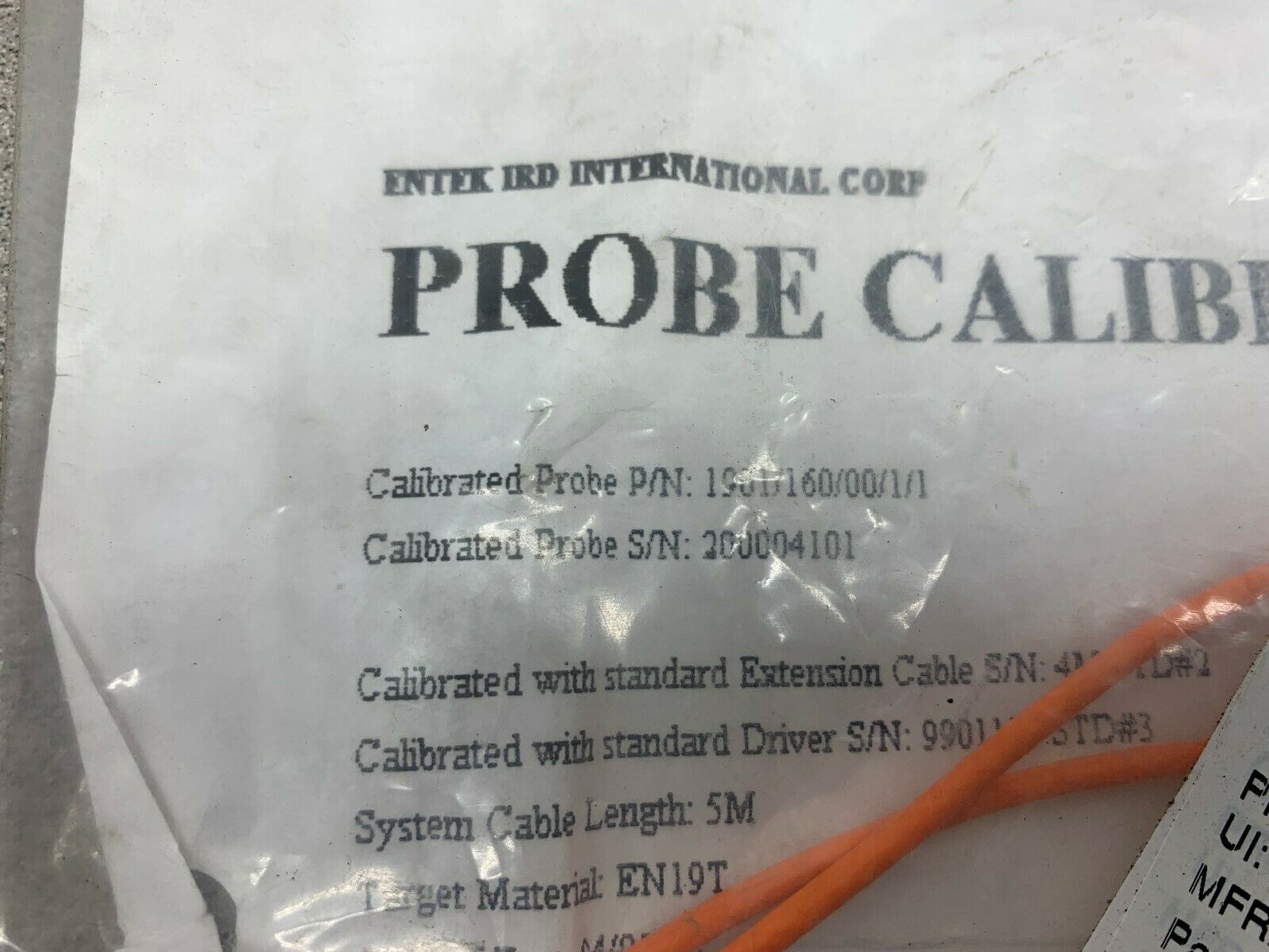 NEW NO BOX ENTEK IRD INTERNATIONAL PROBE VIBRATION 1901-160-00-1-1