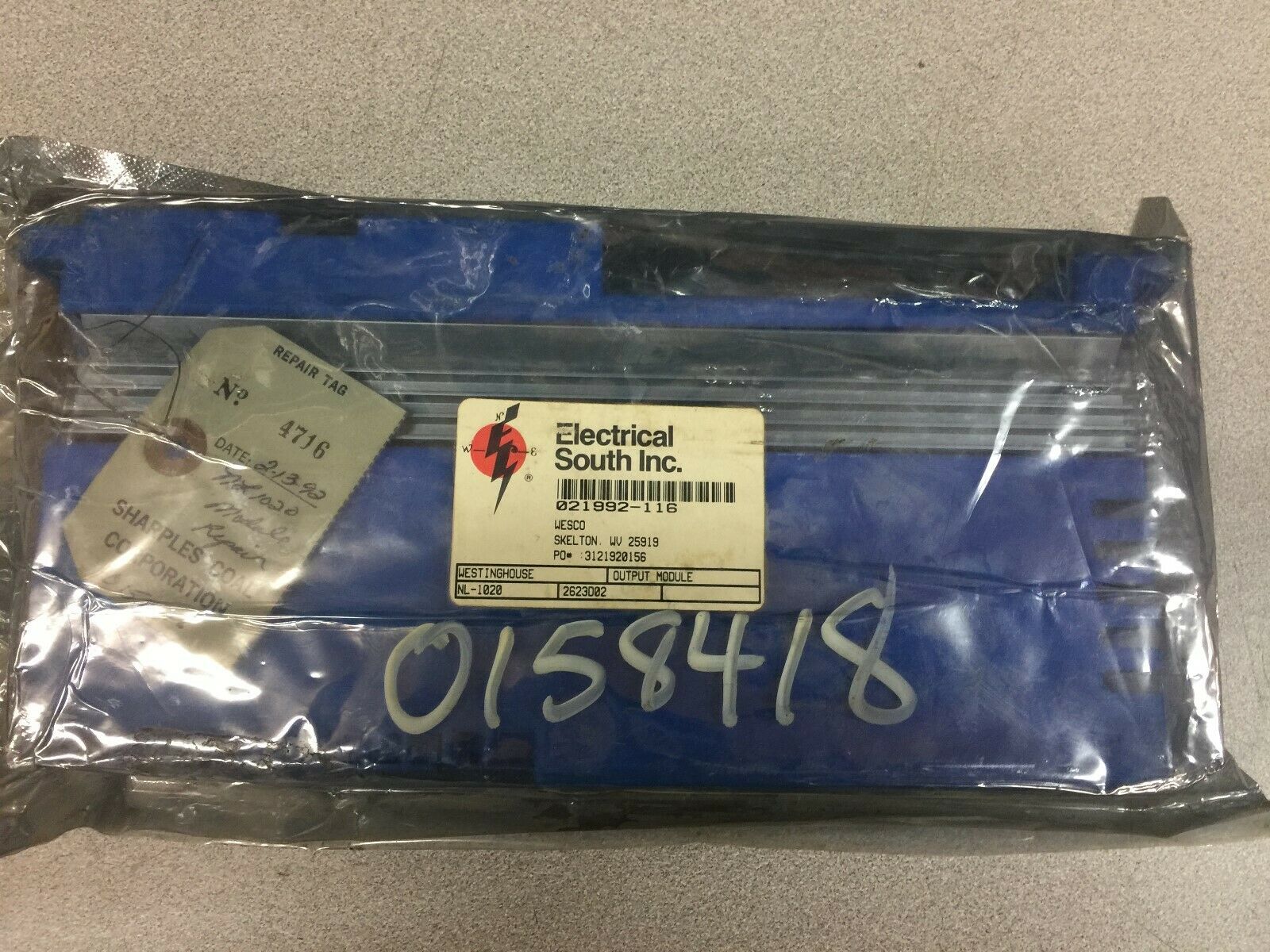 USED REMANUFACTURED WESTINGHOUSE NUMA LOGIC OUTPUT MODULE NL-1020