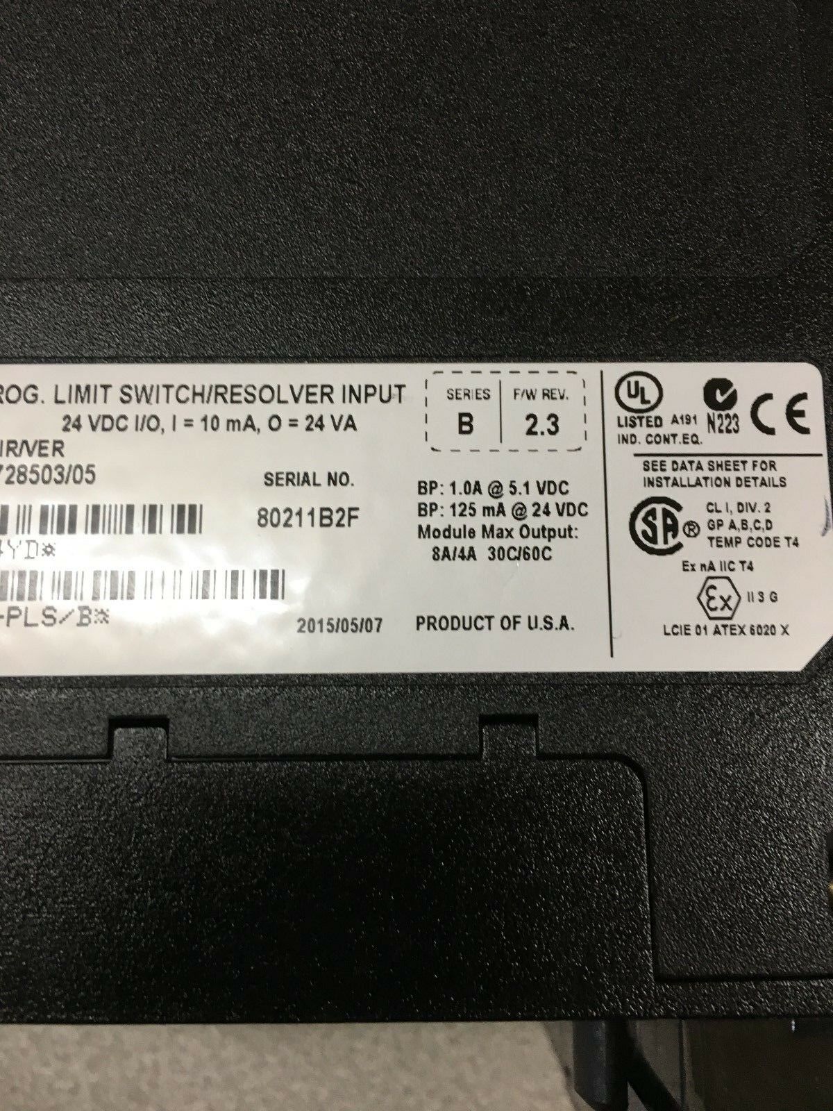 USED ALLEN-BRADLEY ControlLogix PROG. LIMIT SWITCH RESOLVER MODULE 1756-PLS SERI