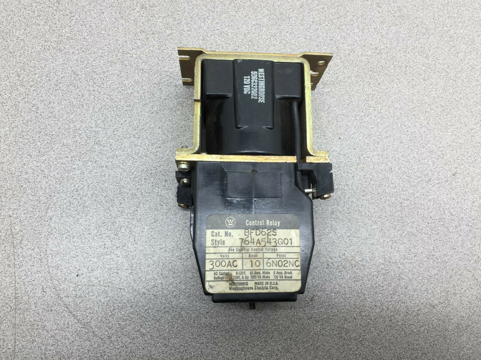 NEW NO BOX WESTINGHOUSE 120VAC COIL 300VAC 10AMP CONTROL RELAY BFD62S