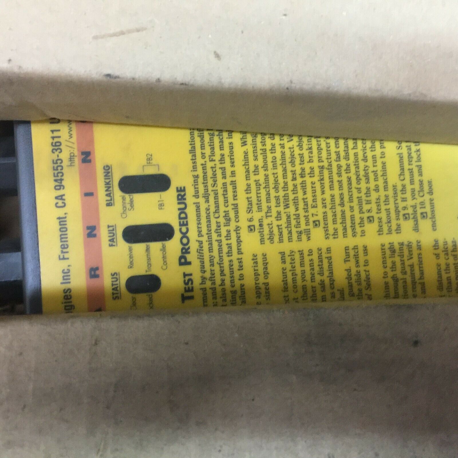 NEW IN BOX STI MINISAFE 20" LIGHT CURTAIN ASSY (EMMITTER / RECEIVER / CONTROLLER