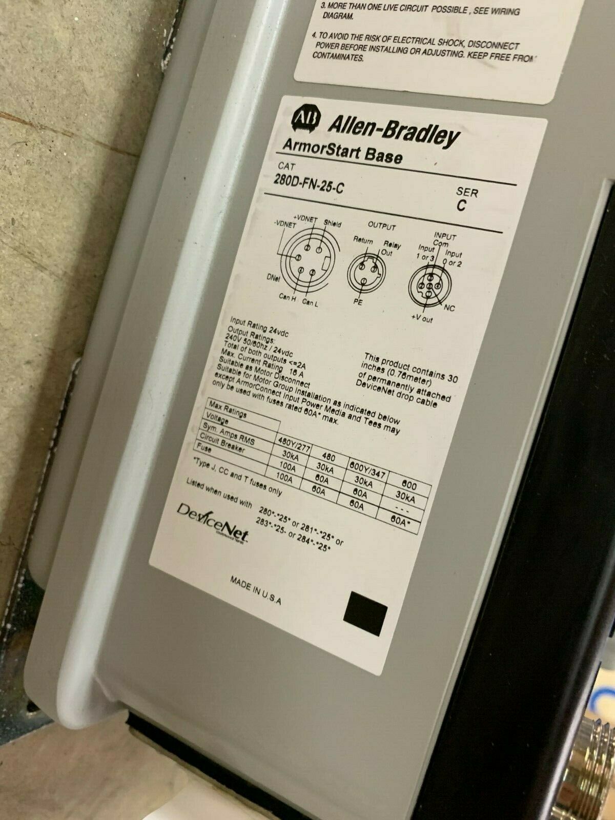 NEW NO BOX ALLEN-BRADLEY ARMORSTART DRIVE AND BASE 280D-F23Z-25D-CR-3