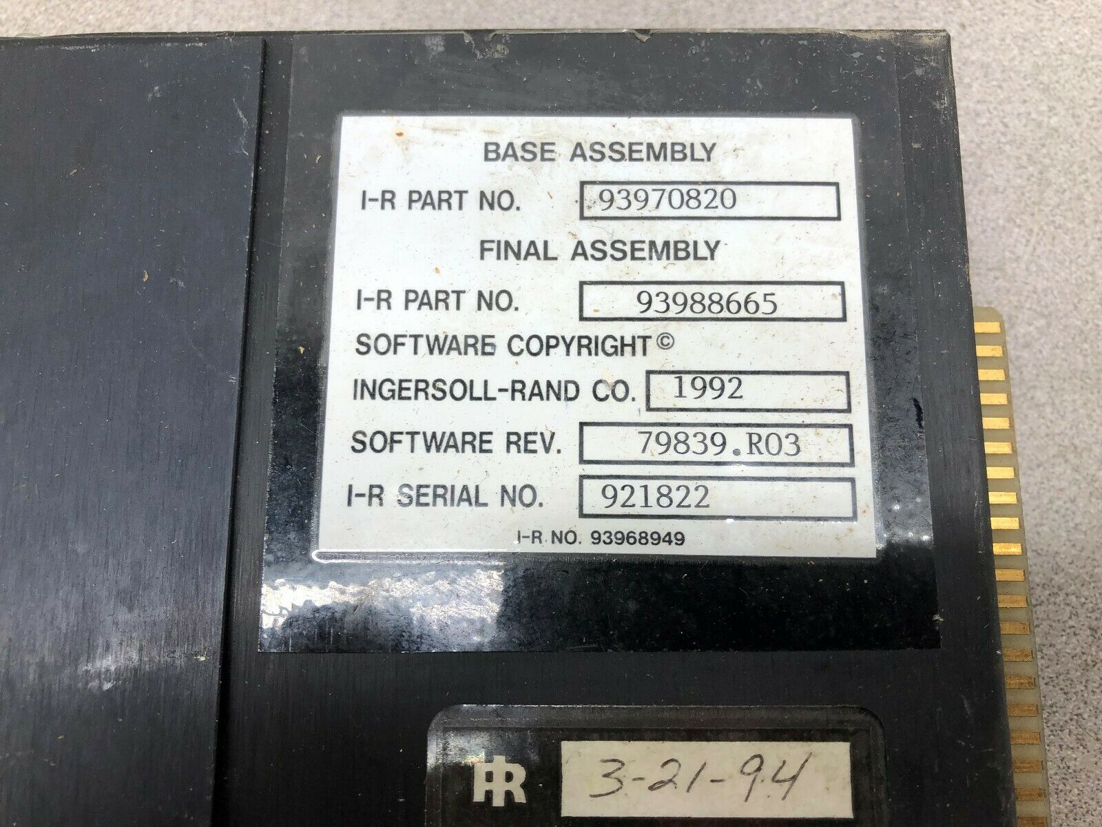 USED INGERSOL RAND MICRO TAS PLUS SOFTWARE REV. 79839.R03 SPINDLE CARD 93970820