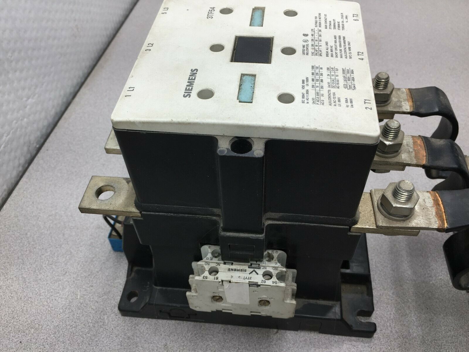 USED SIEMENS 600VAC 3POLE 250AMP STARTER 3TF54 / 3UA6600-3B