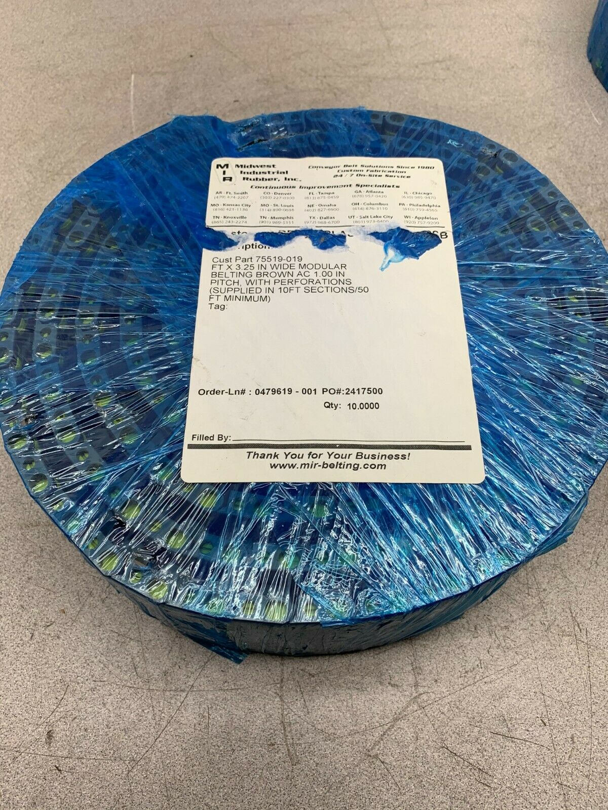 NEW NO BOX MIDWEST INDUSTRIAL 10FT. ROLL 1" PITCH BROWN 3.25" CHAIN 75519-019