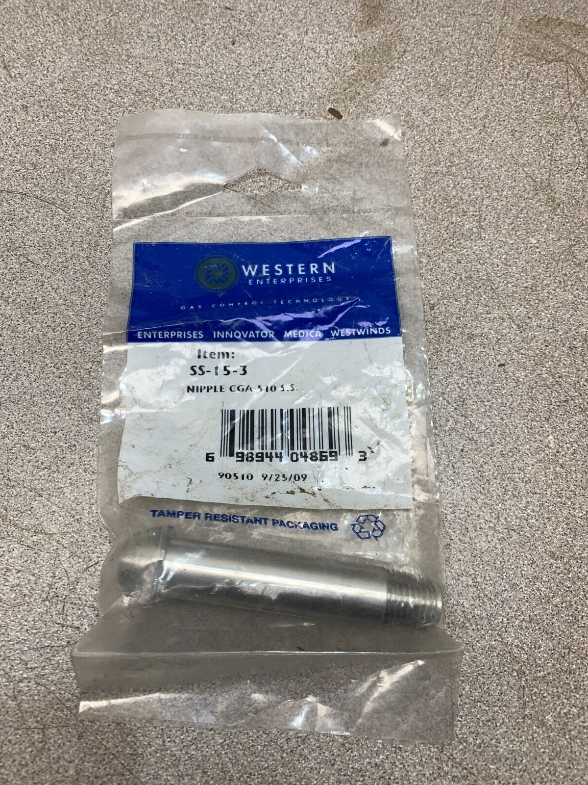 NEW IN PACKAGE WESTERN ENTERPRISES SS-15-3 NIPPLE SS153