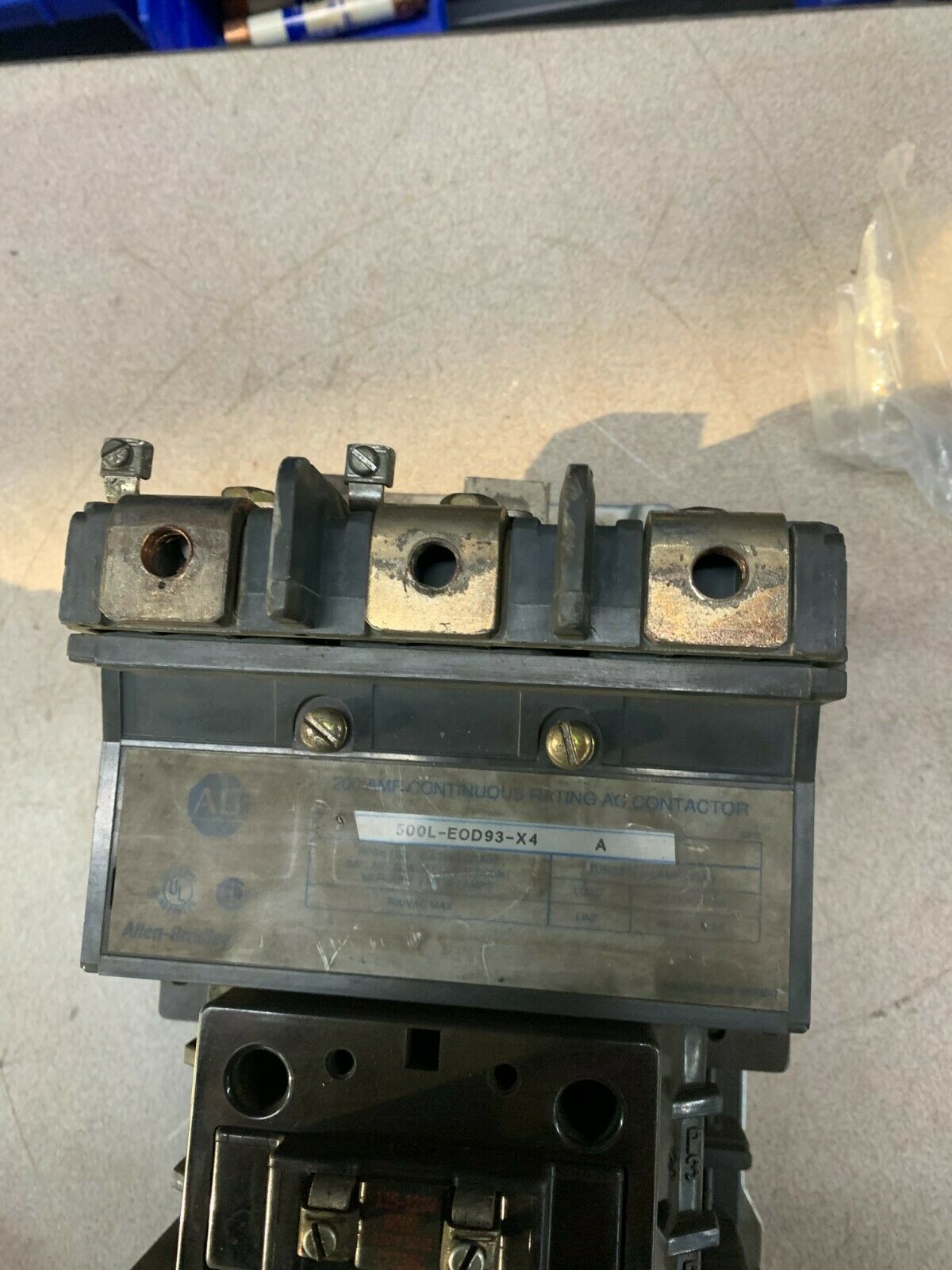 USED ALLEN-BRADLEY 200AMP CONTINUOUS RATING AC CONTACTOR 500L-EOD93-X4 SERIES A