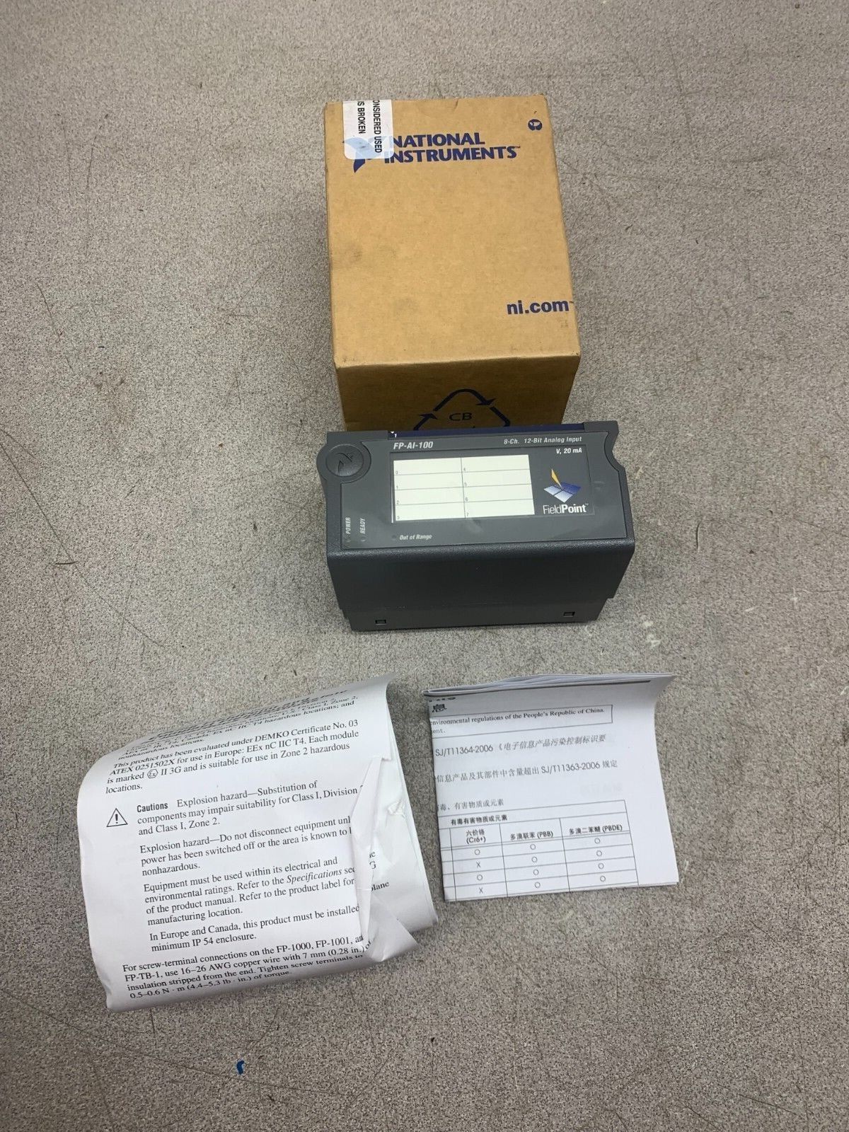 NEW IN BOX NATIONAL INSTRUMENTS FIELD POINT 8 Channel Analog Input FP-AI-100