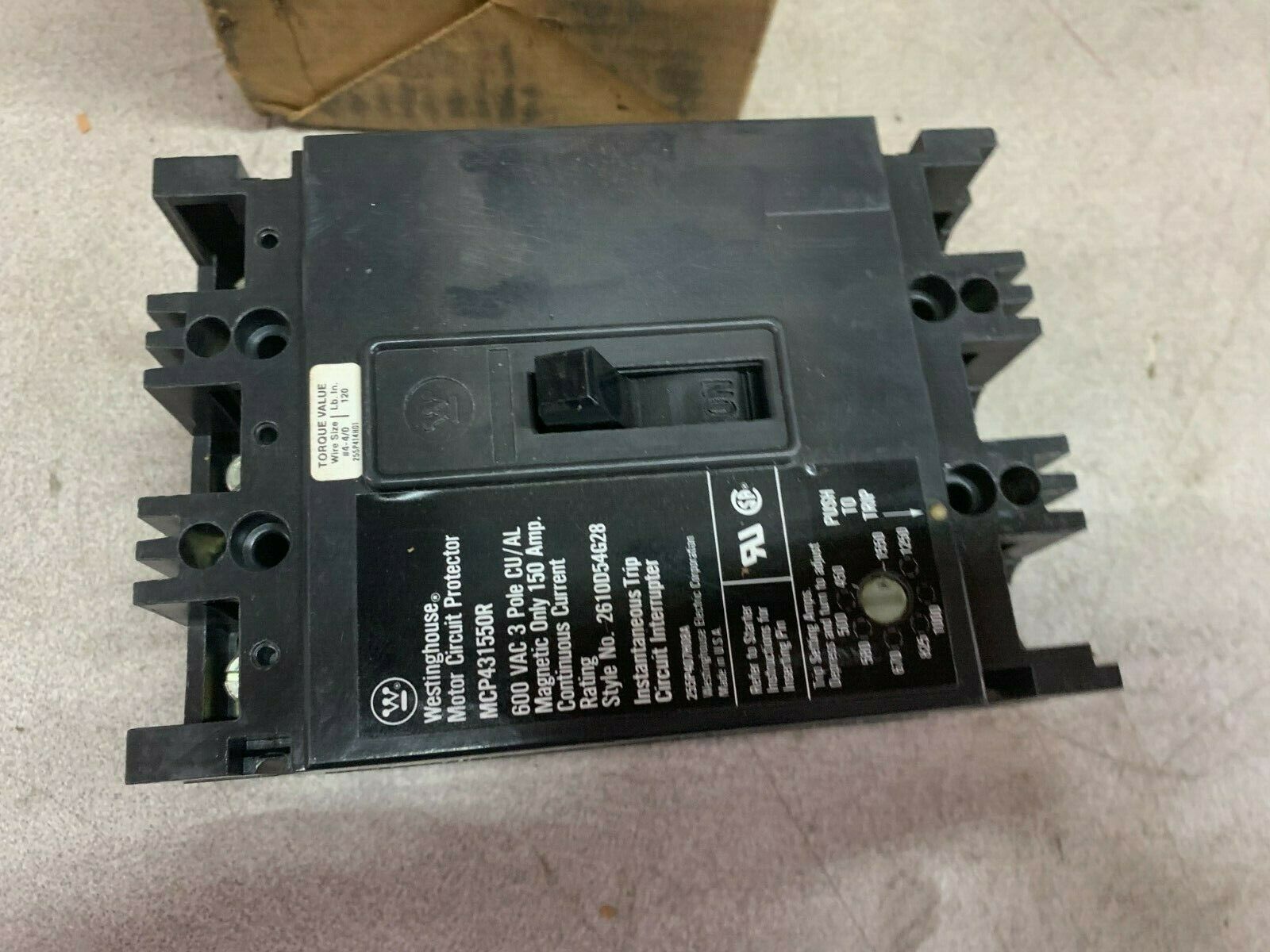 NEW IN BOX WESTINGHOUSE MOTOR CIRCUIT PROTECTOR MCP431550R