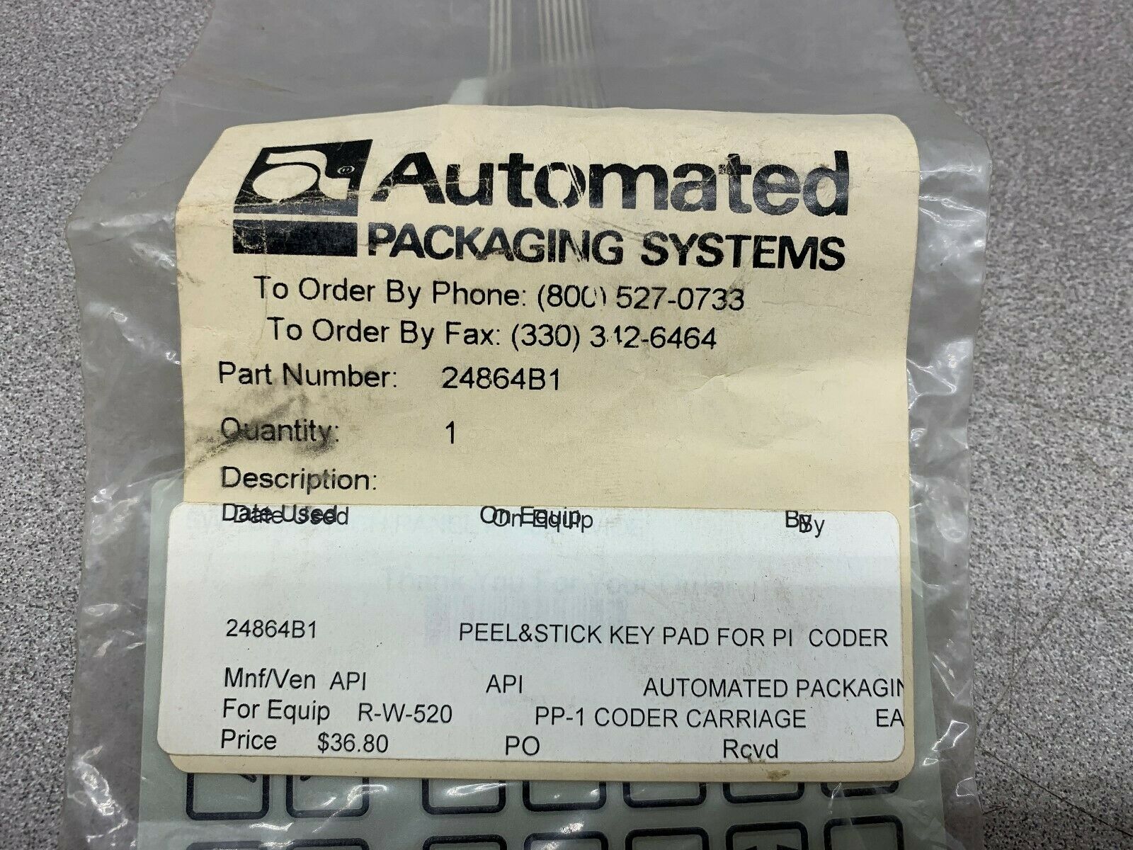 NEW NO BOX AUTOMATED KEY PAD 24864B1