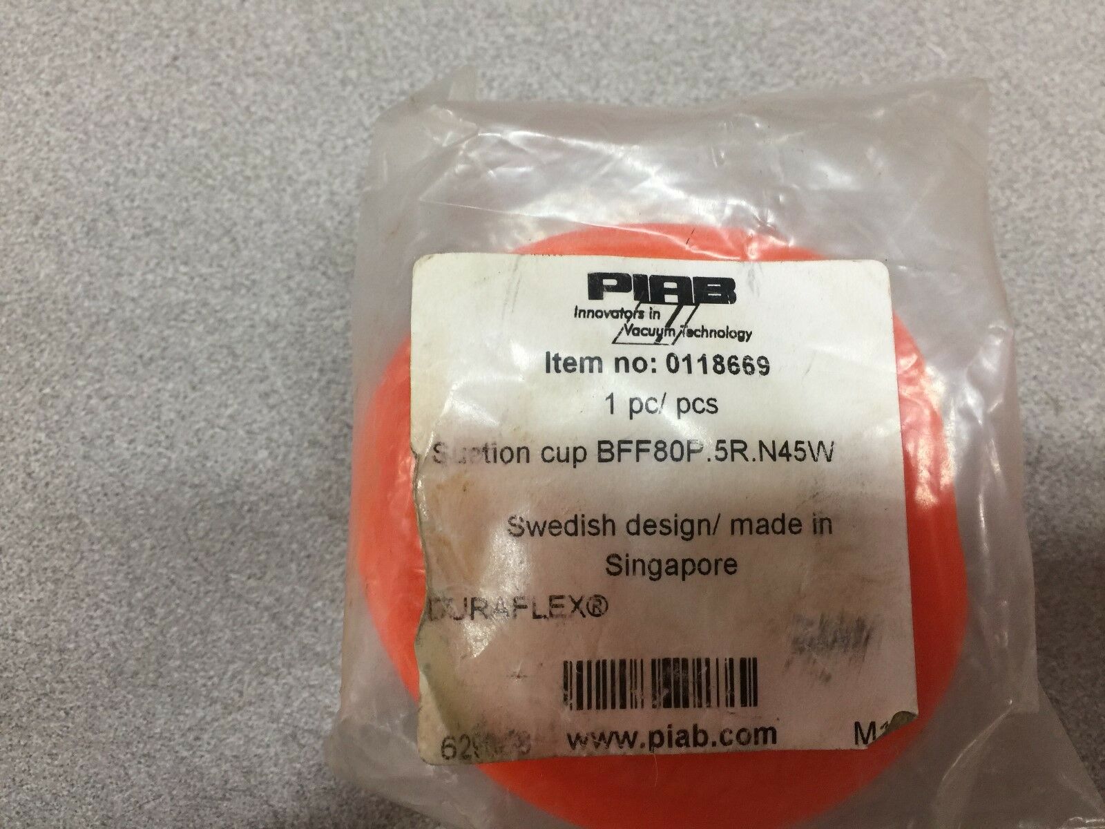 NEW IN PACKAGE PIAB SUCTION CUP BFF80P.5R.N45W